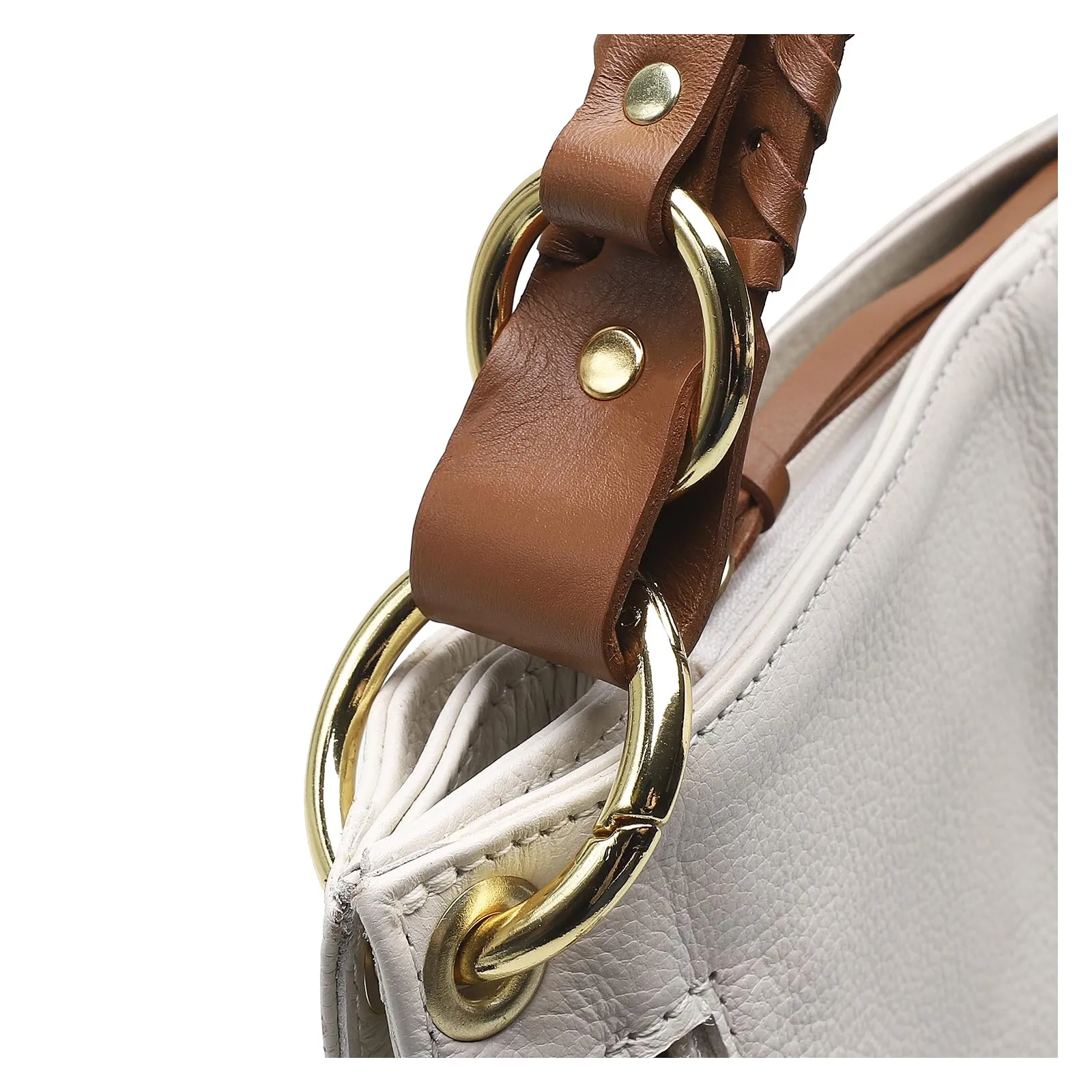 Bolsa De Ombro Couro Off White