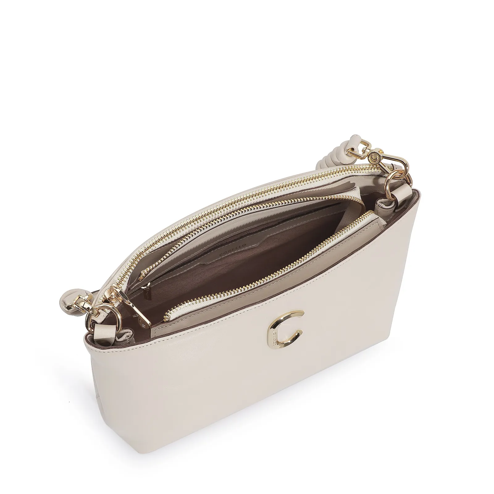 Bolsa De Ombro Couro Off White