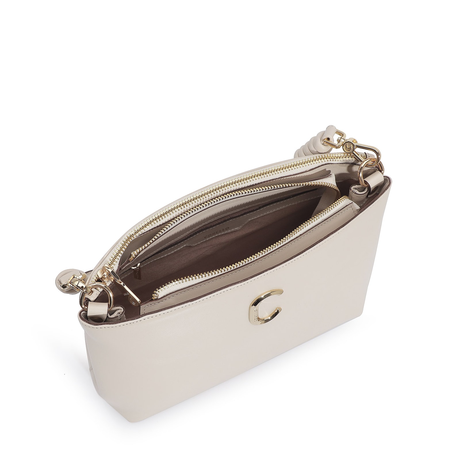 Bolsa De Ombro Couro Off White