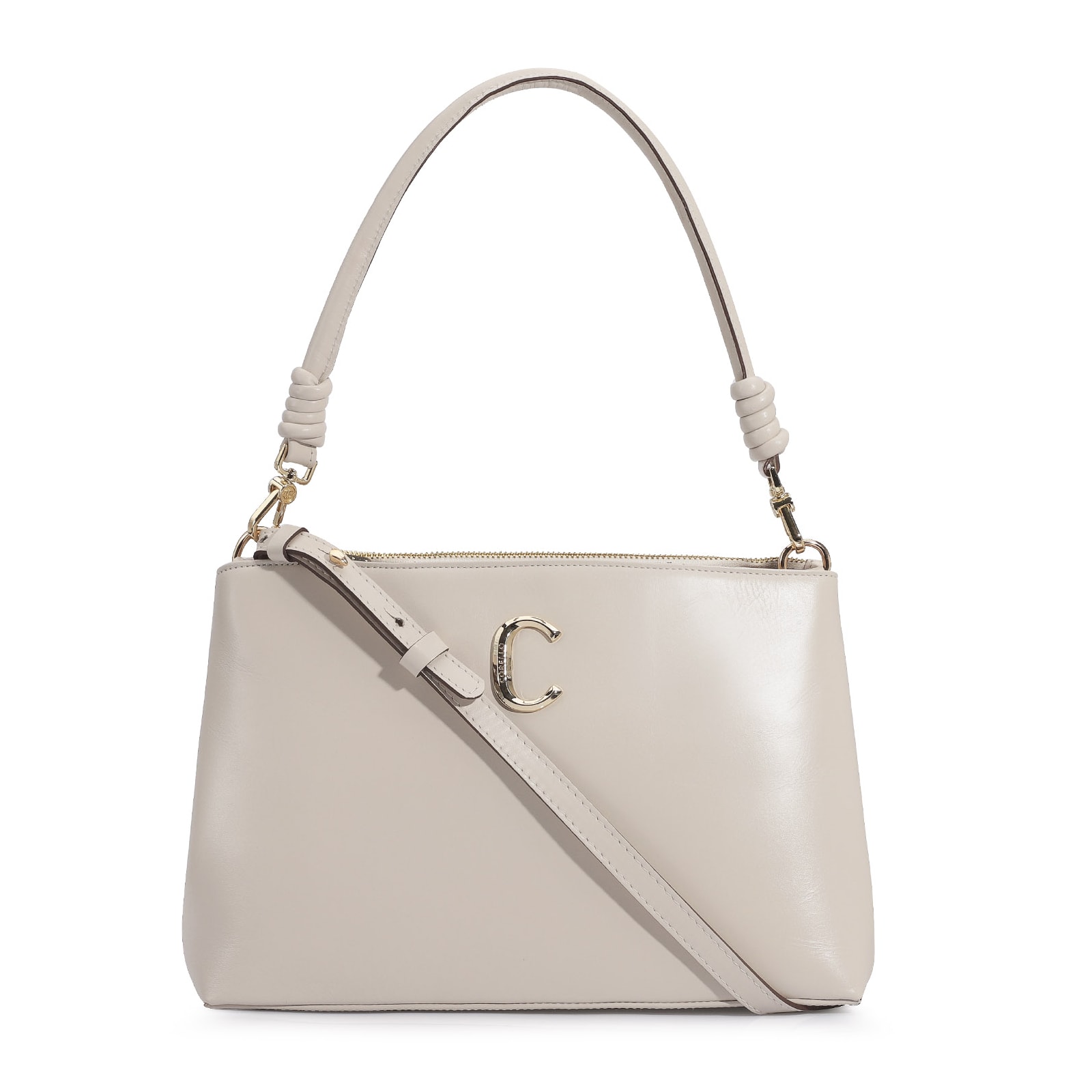 Bolsa De Ombro Couro Off White
