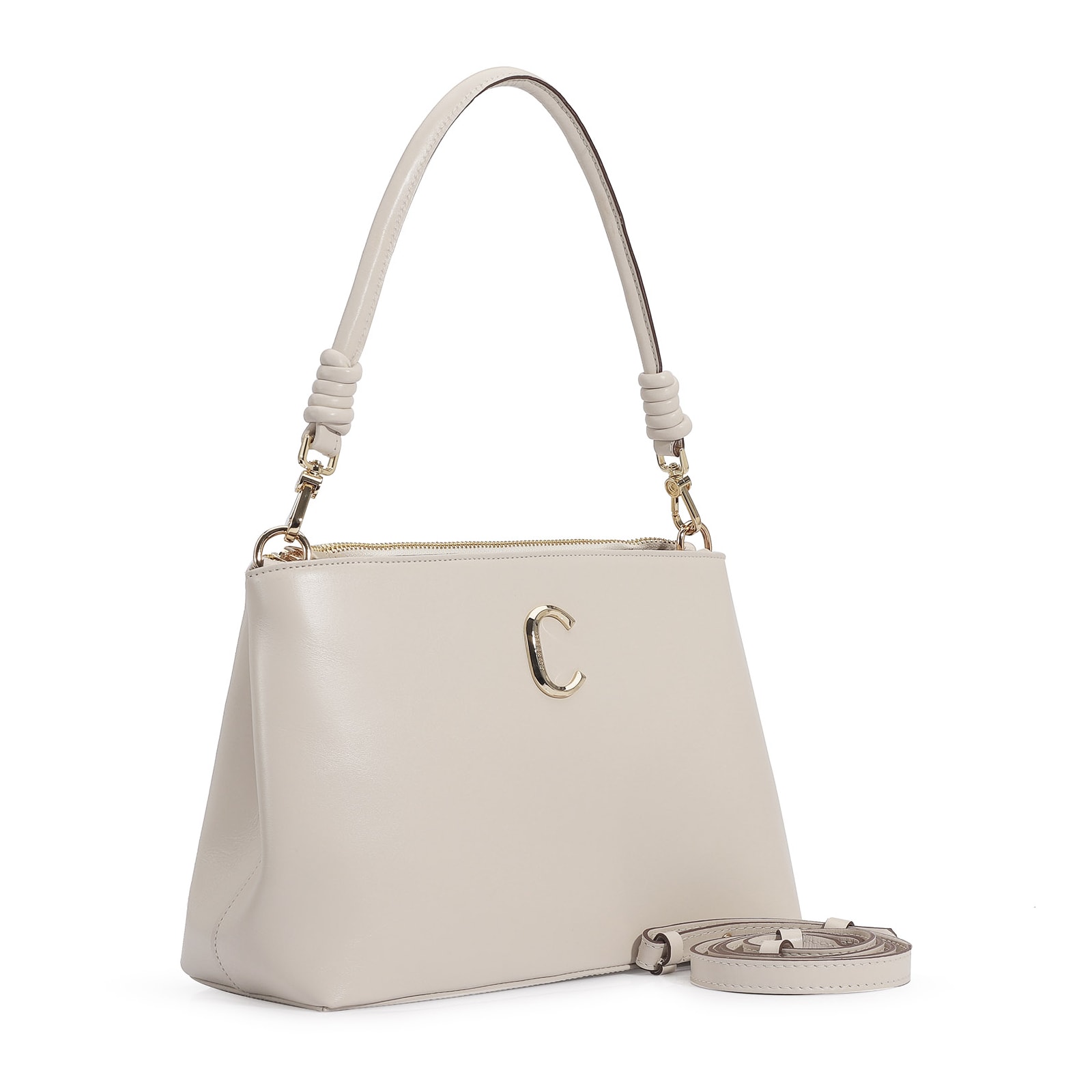 Bolsa De Ombro Couro Off White