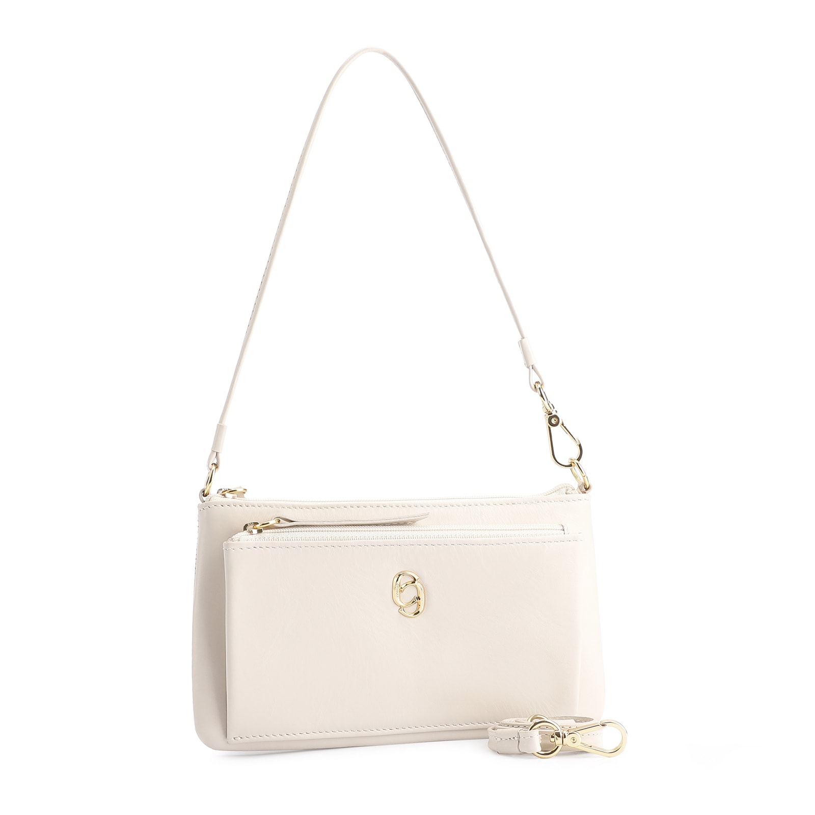 Bolsa De Ombro Couro Off White