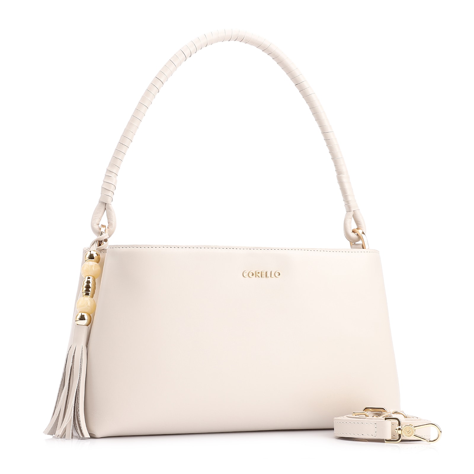 Bolsa De Ombro Couro Off White