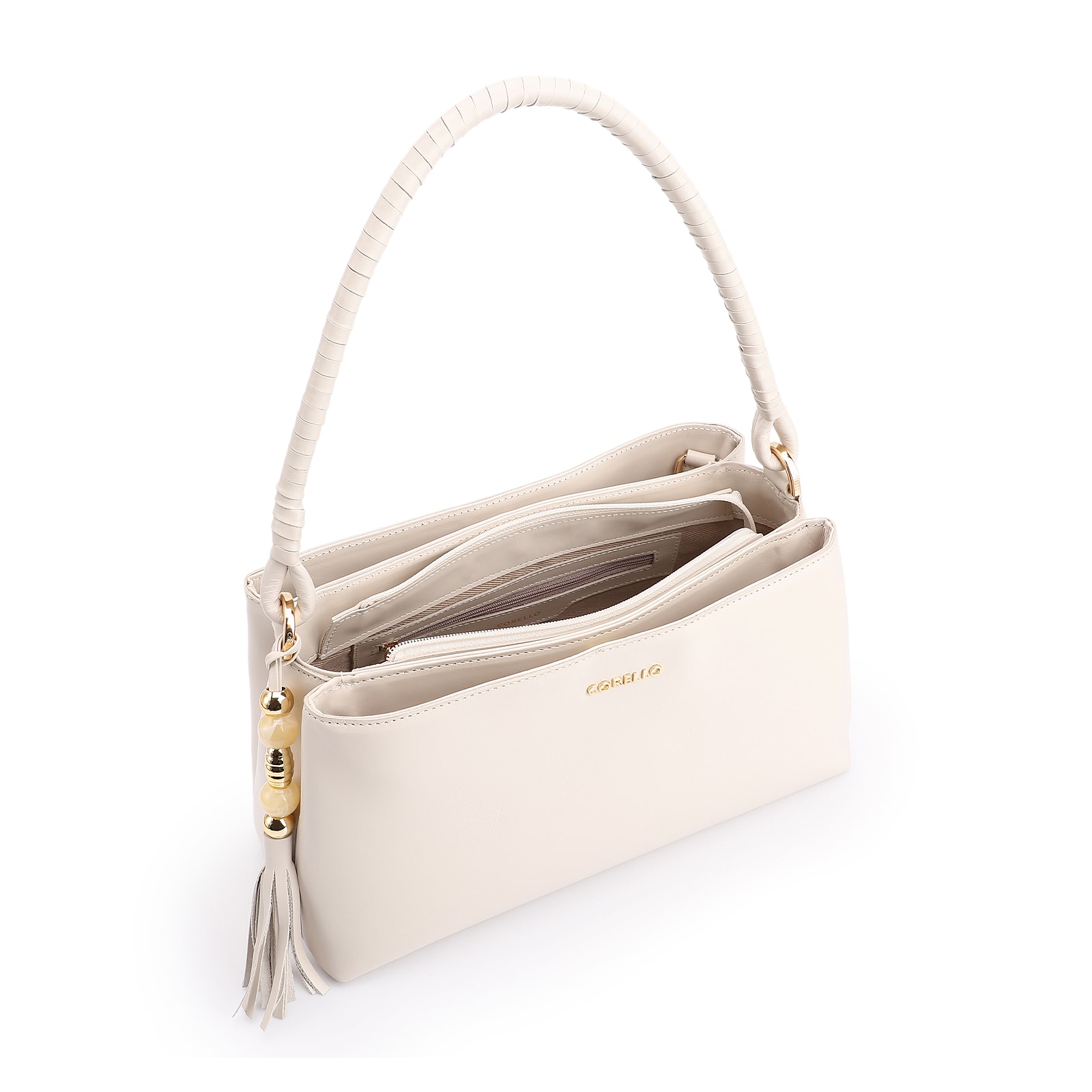 Bolsa De Ombro Couro Off White