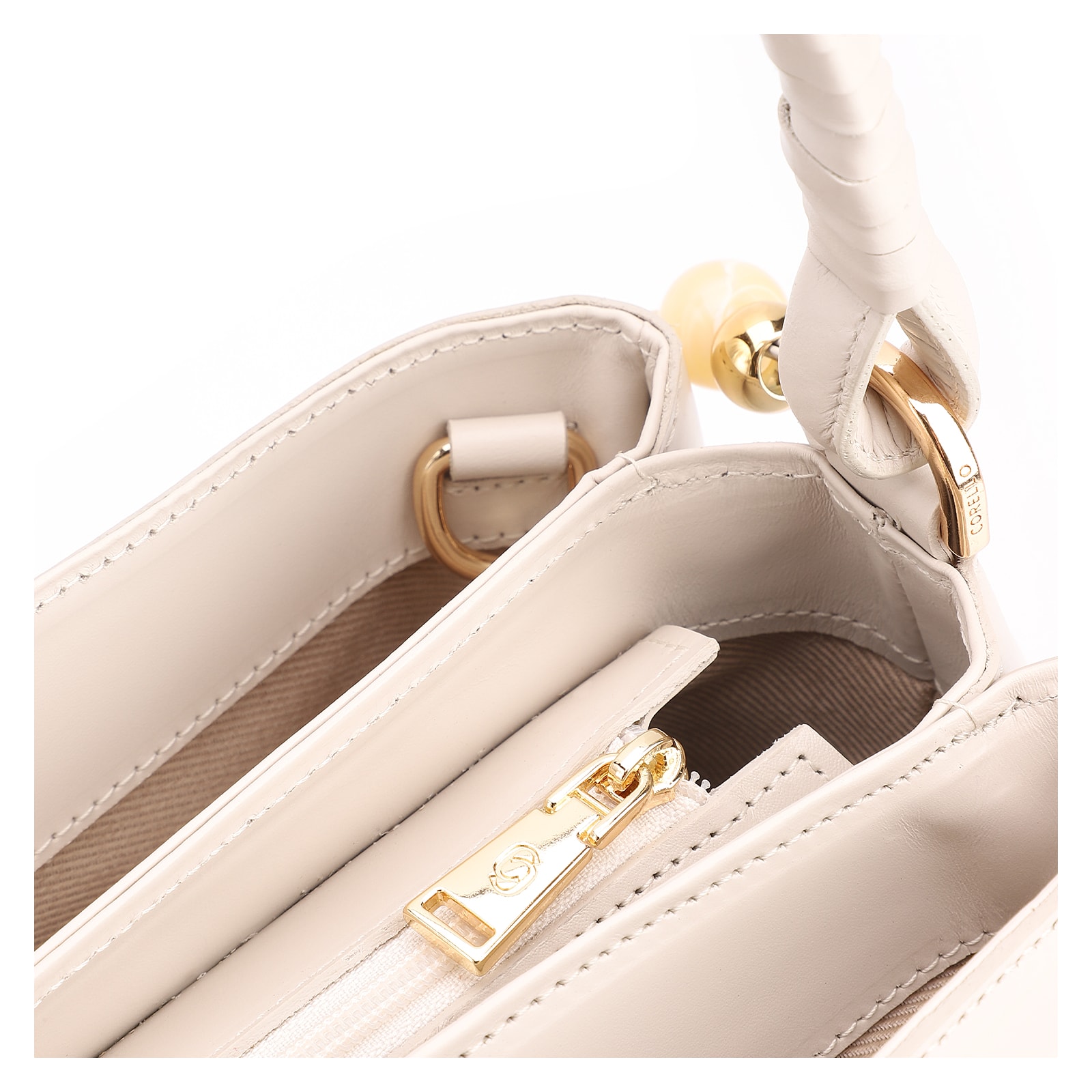 Bolsa De Ombro Couro Off White