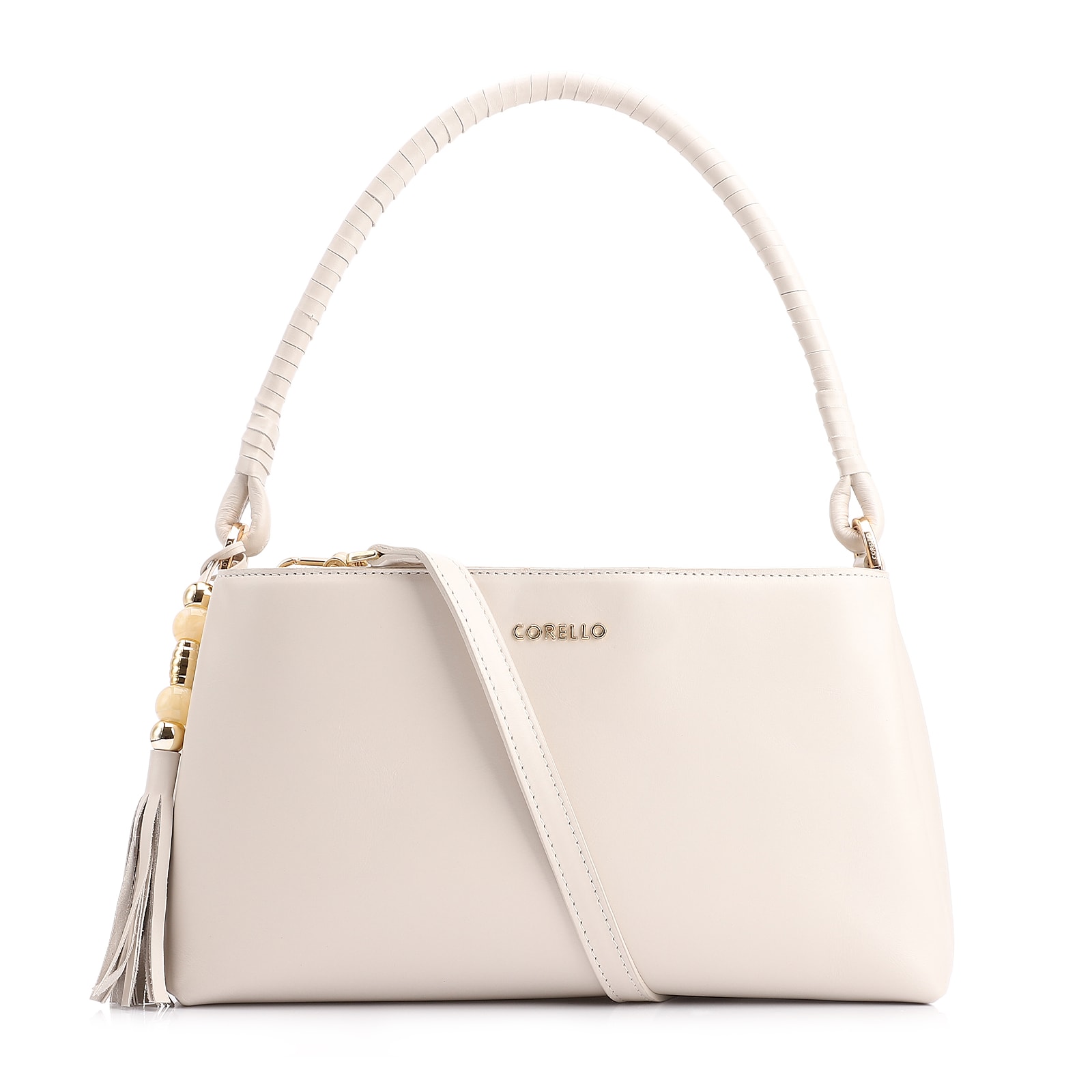 Bolsa De Ombro Couro Off White