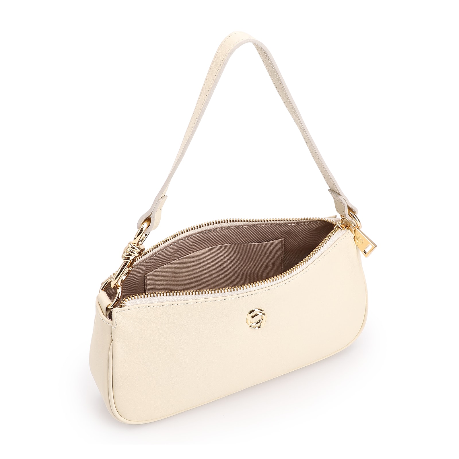 Bolsa De Ombro Couro Off White