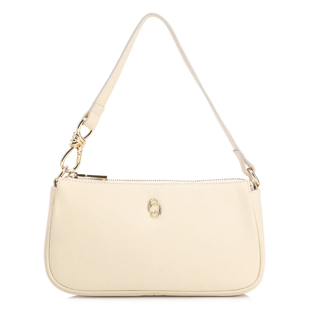 Bolsa De Ombro Couro Off White