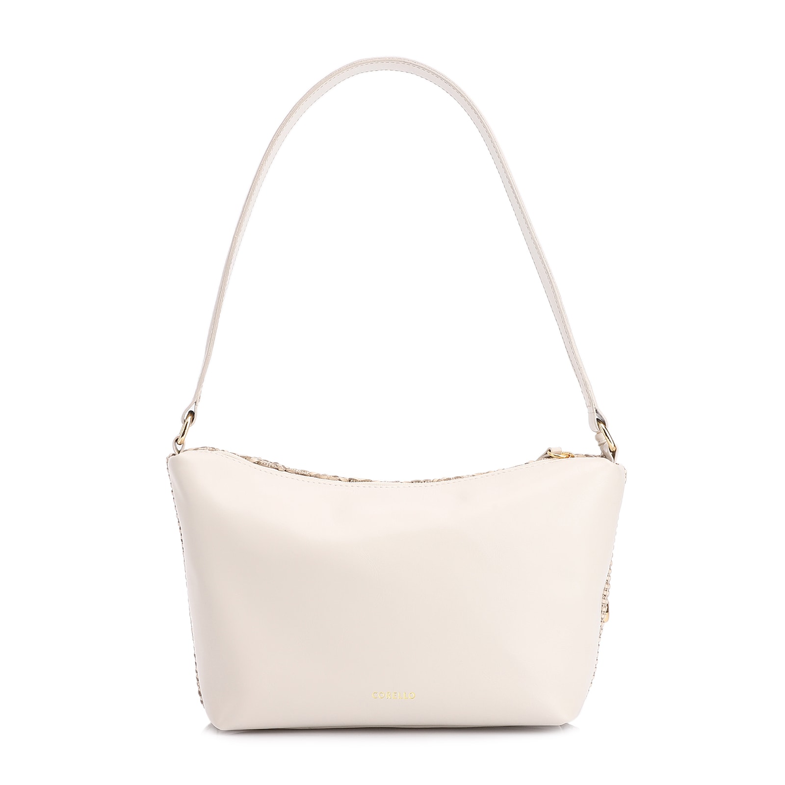 Bolsa De Ombro Couro Off White/Alt Tramado Off White