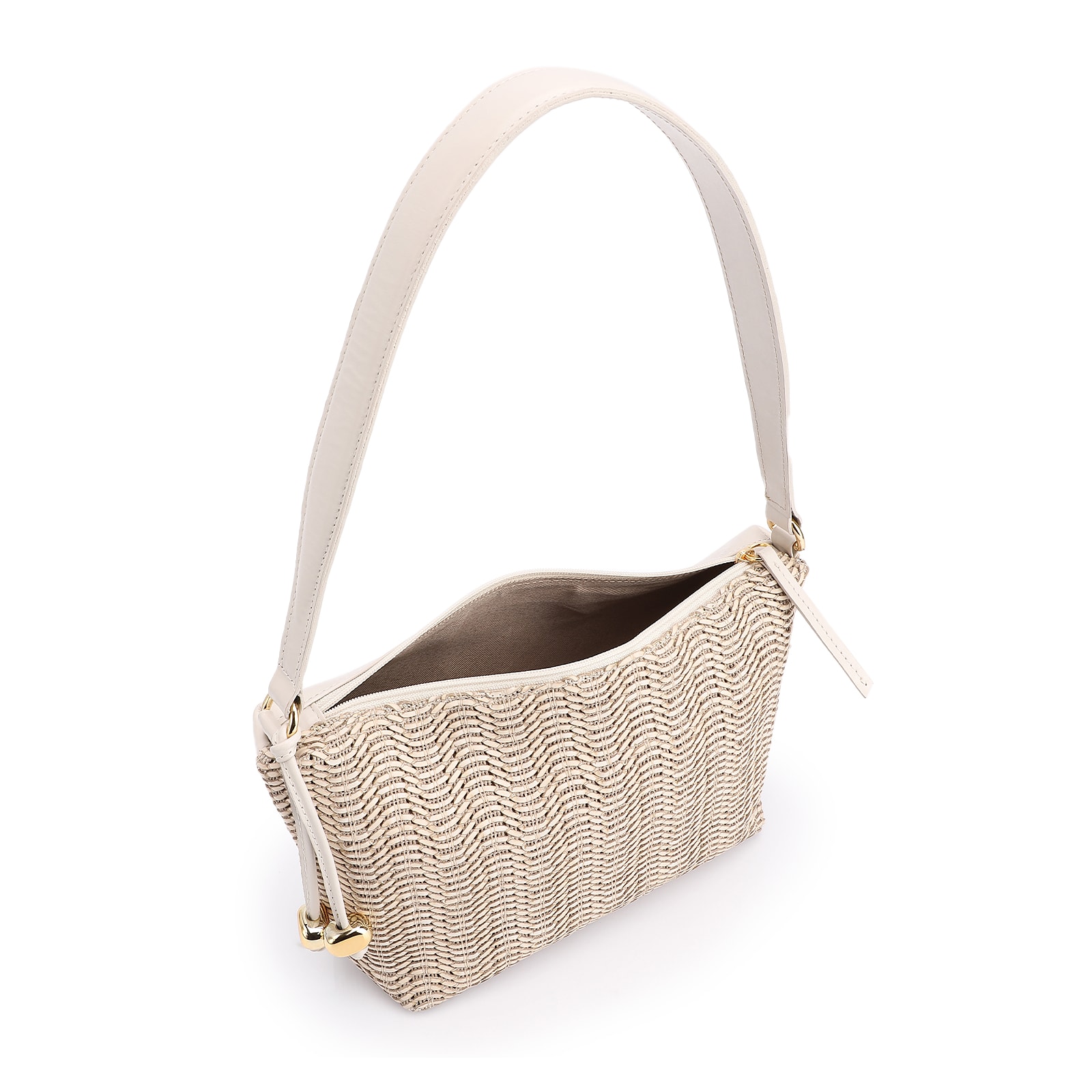 Bolsa De Ombro Couro Off White/Alt Tramado Off White