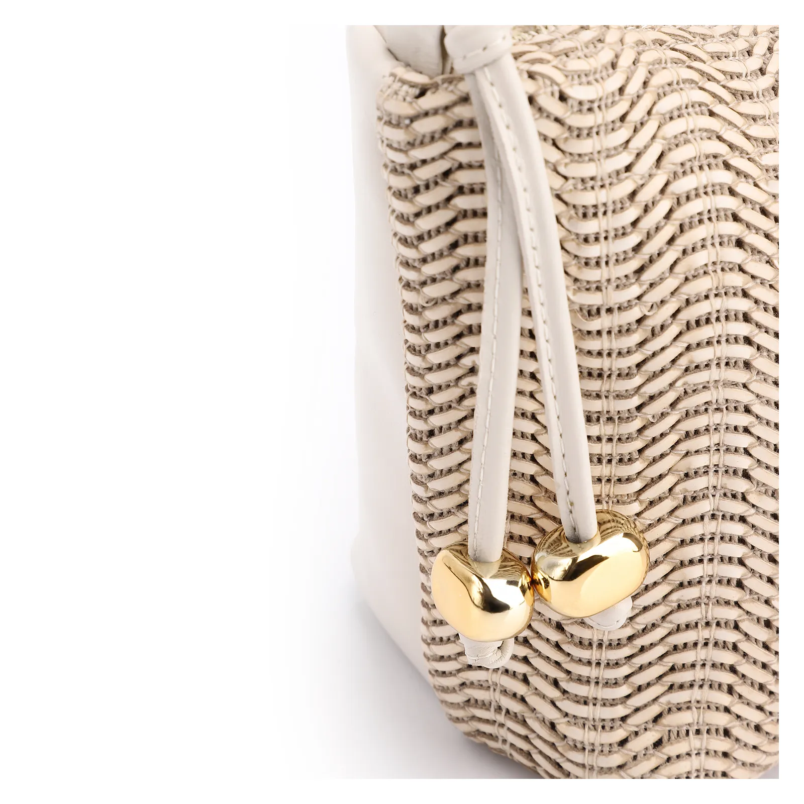 Bolsa De Ombro Couro Off White/Alt Tramado Off White