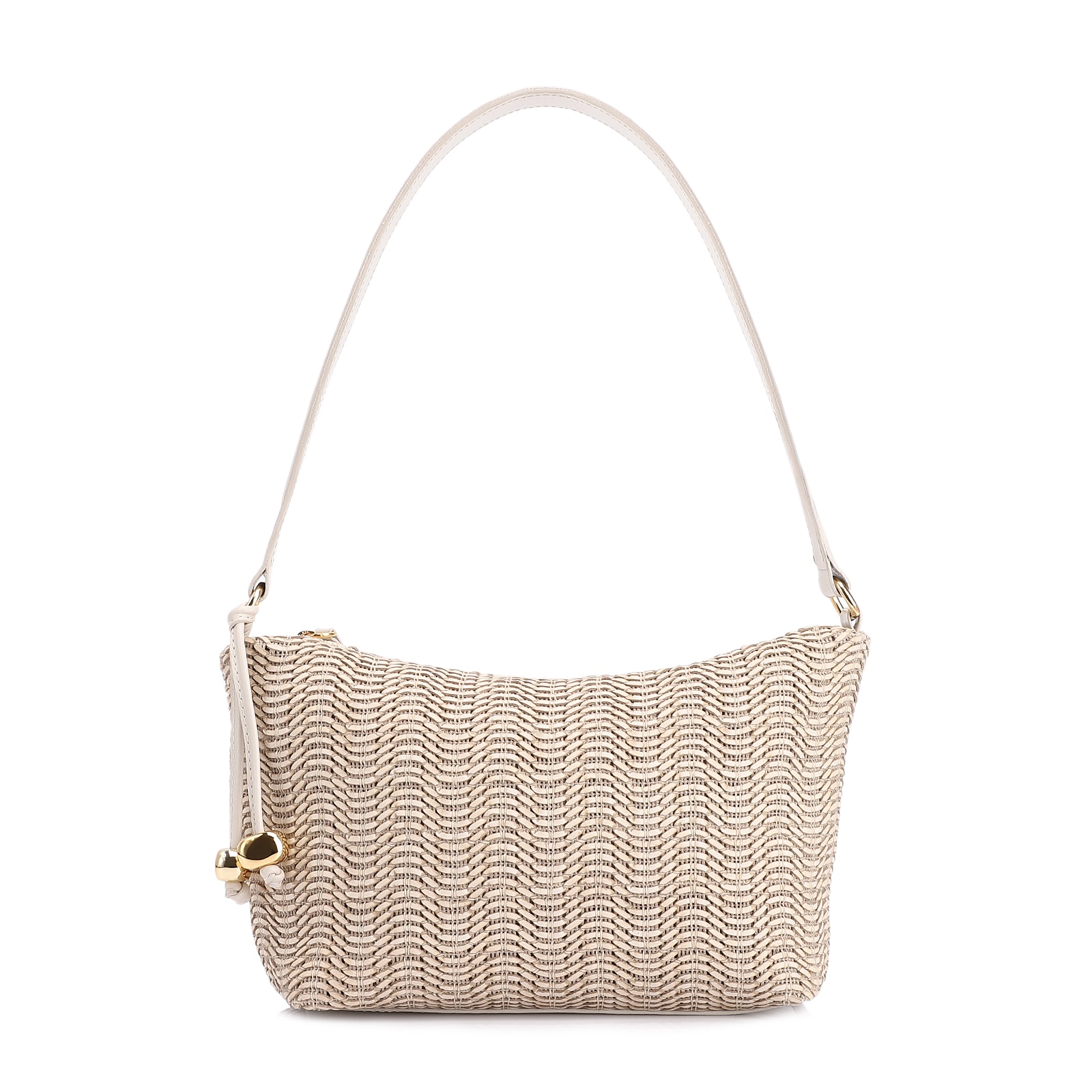 Bolsa De Ombro Couro Off White/Alt Tramado Off White