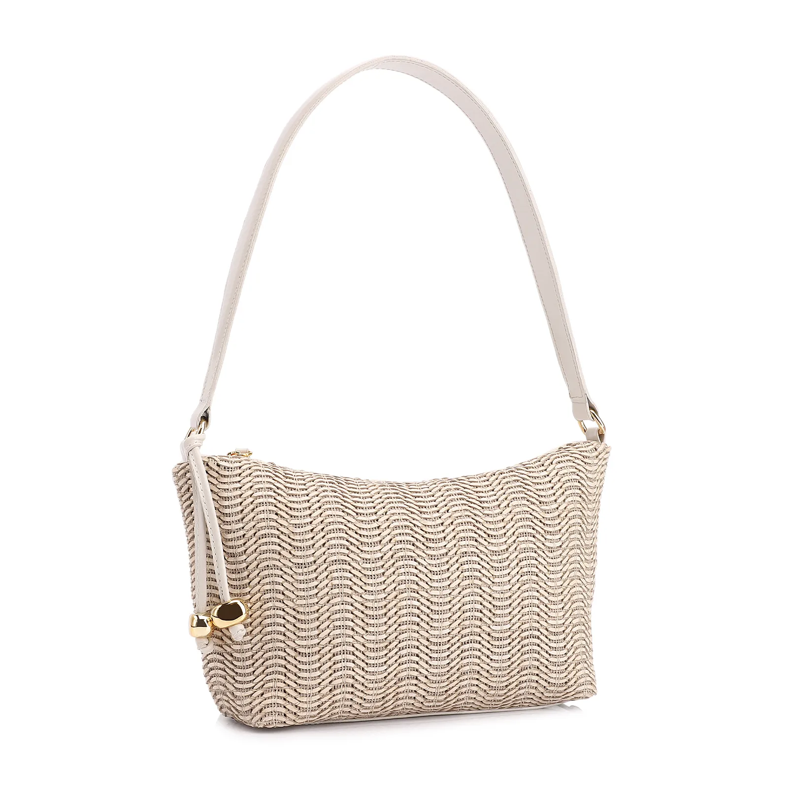 Bolsa De Ombro Couro Off White/Alt Tramado Off White