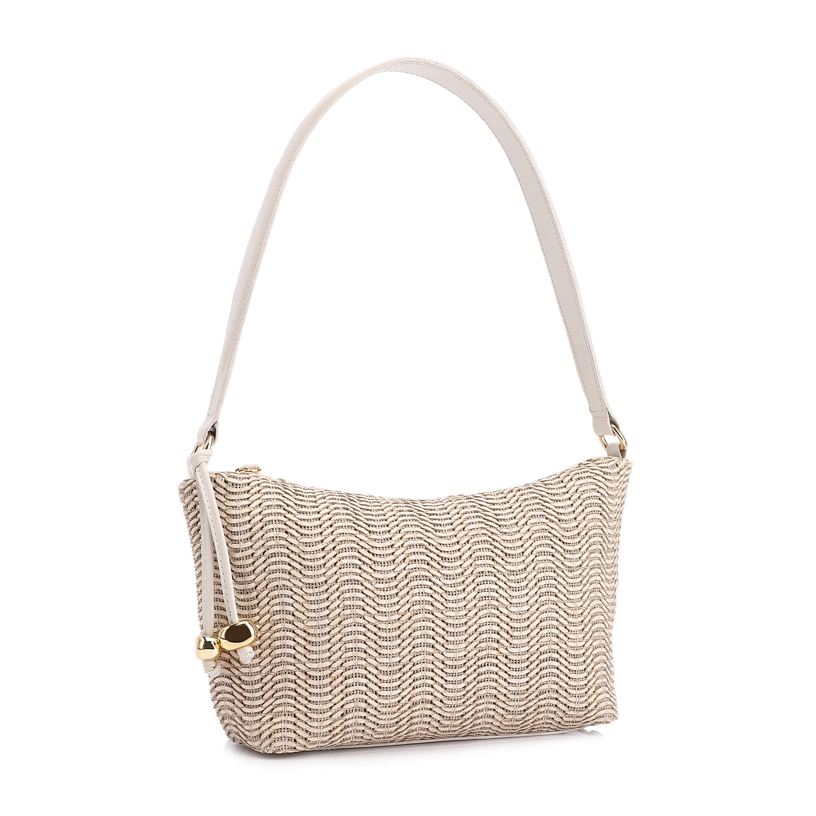 Bolsa De Ombro Couro Off White/Alt Tramado Off White