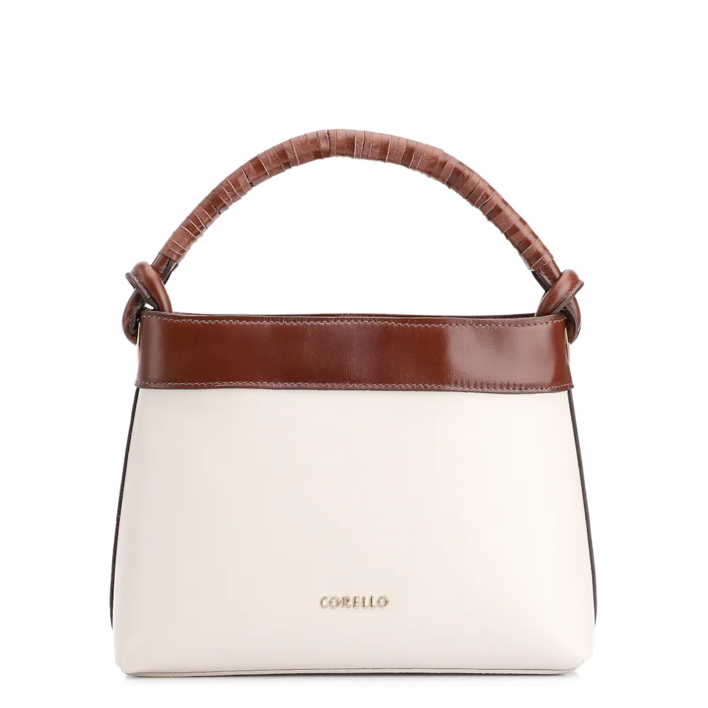 Bolsa De Ombro Couro Off White/Marrom - imagem 3