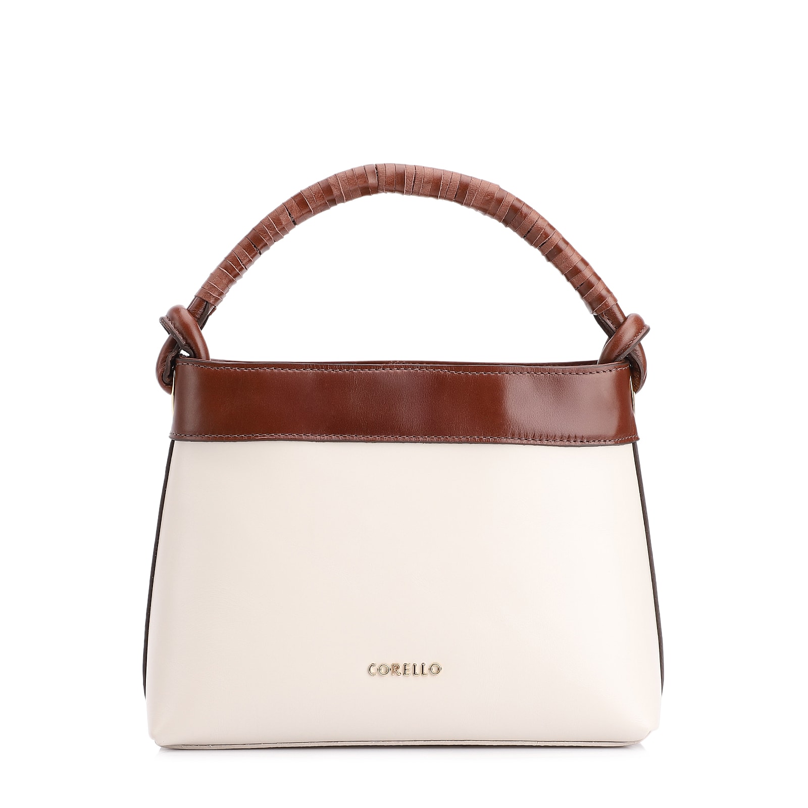 Bolsa De Ombro Couro Off White/Marrom