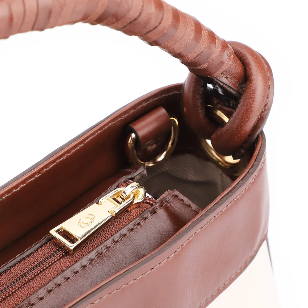 Bolsa De Ombro Couro Off White/Marrom - imagem 5