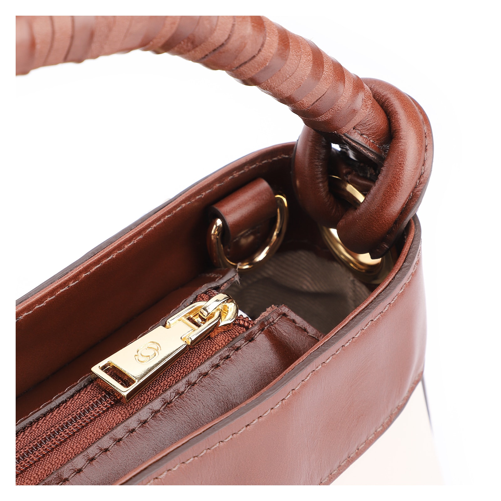 Bolsa De Ombro Couro Off White/Marrom