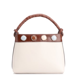 Couro Off White/Marrom