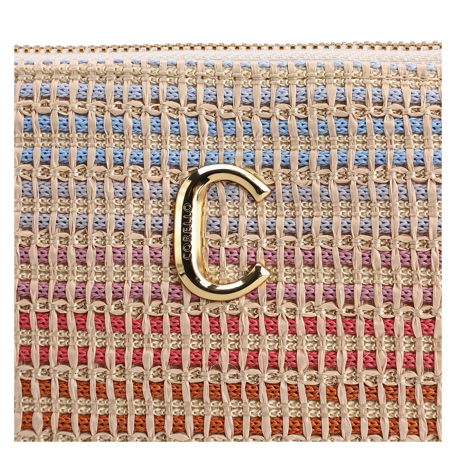 Bolsa De Ombro Couro Off White/Ráfia Colorida