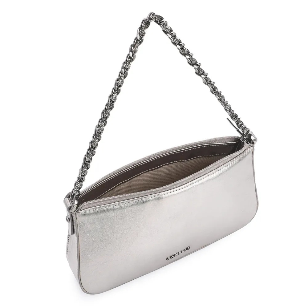 Bolsa De Ombro Couro Prata - imagem 4
