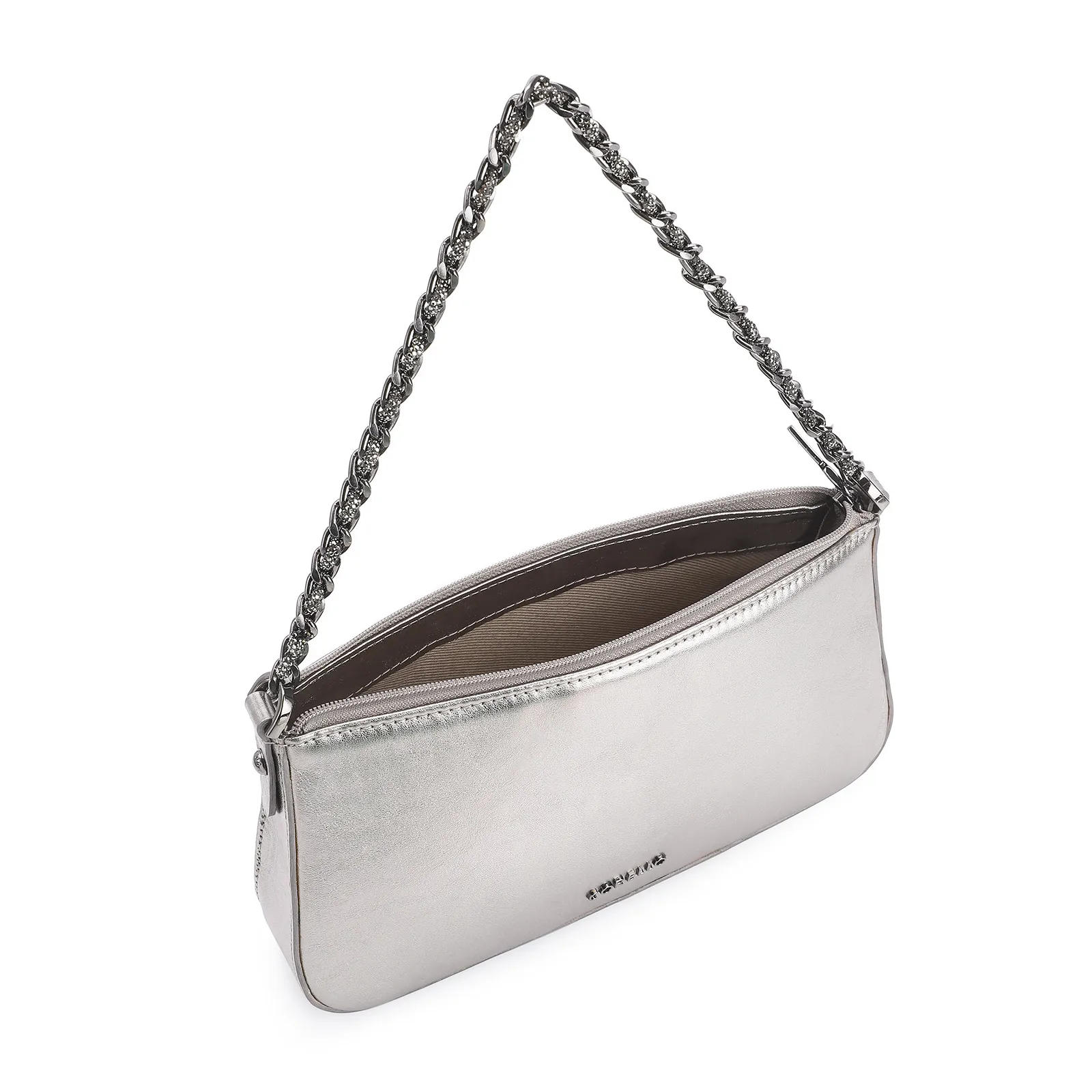 Bolsa De Ombro Couro Prata
