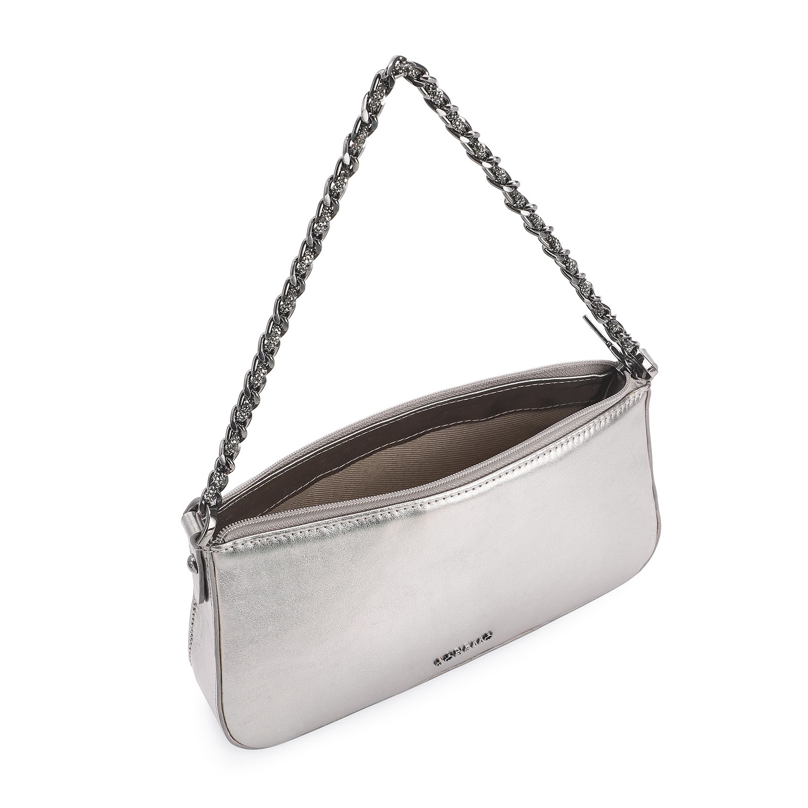 Bolsa De Ombro Couro Prata