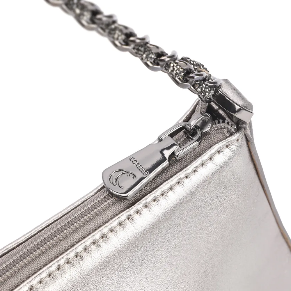 Bolsa De Ombro Couro Prata - imagem 5