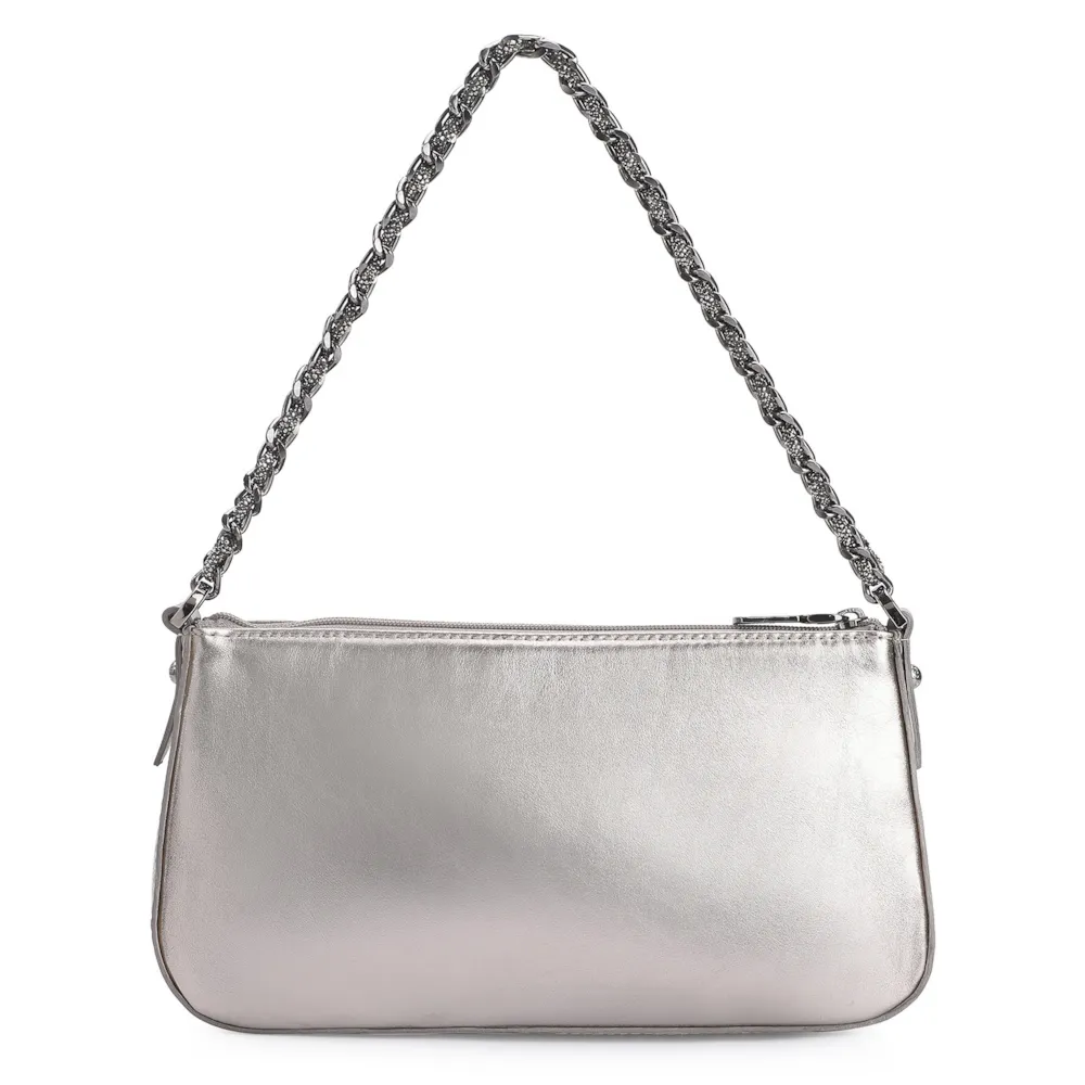 Bolsa De Ombro Couro Prata - imagem 3