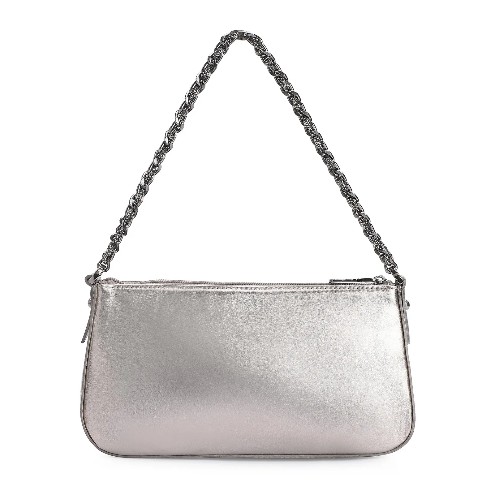 Bolsa De Ombro Couro Prata