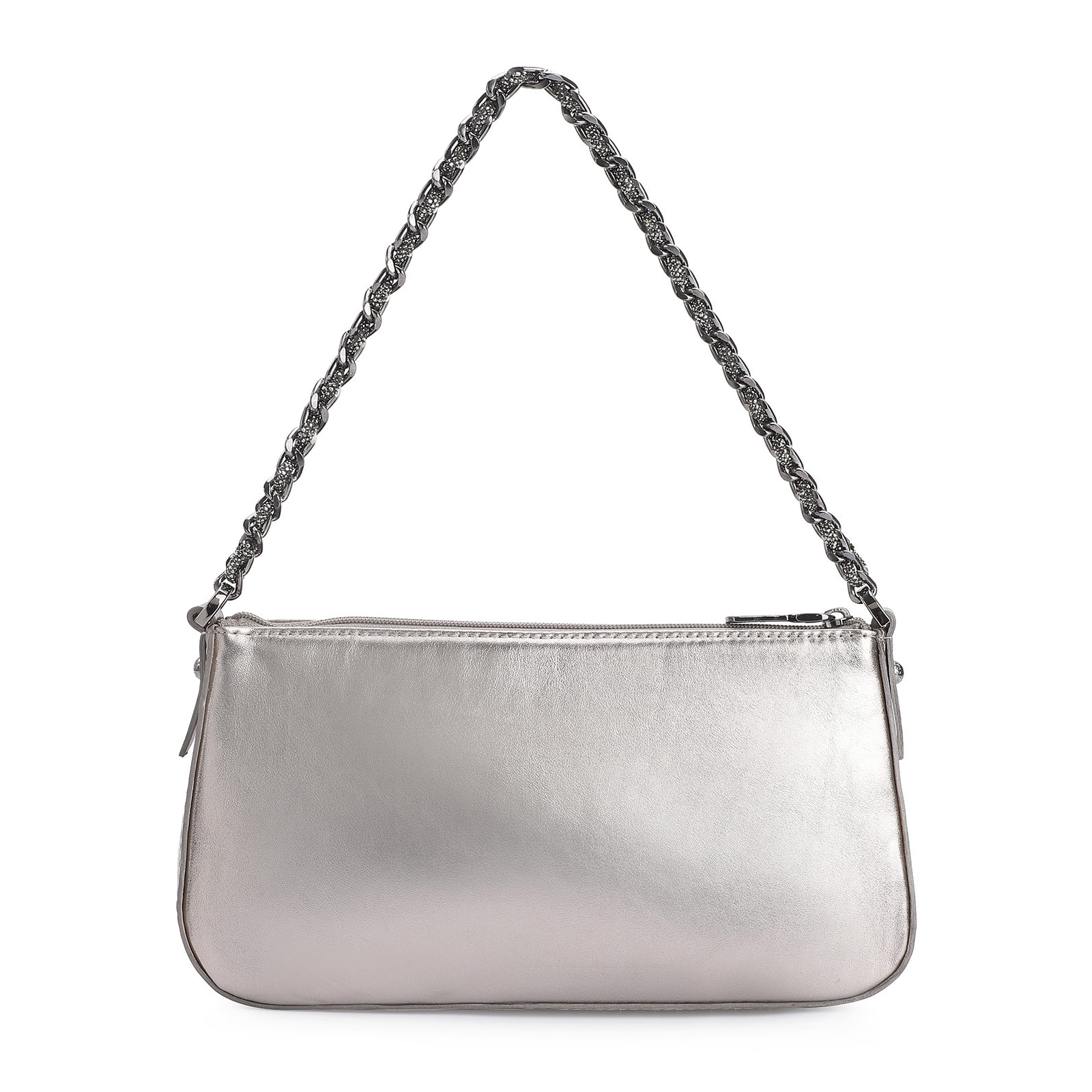 Bolsa De Ombro Couro Prata