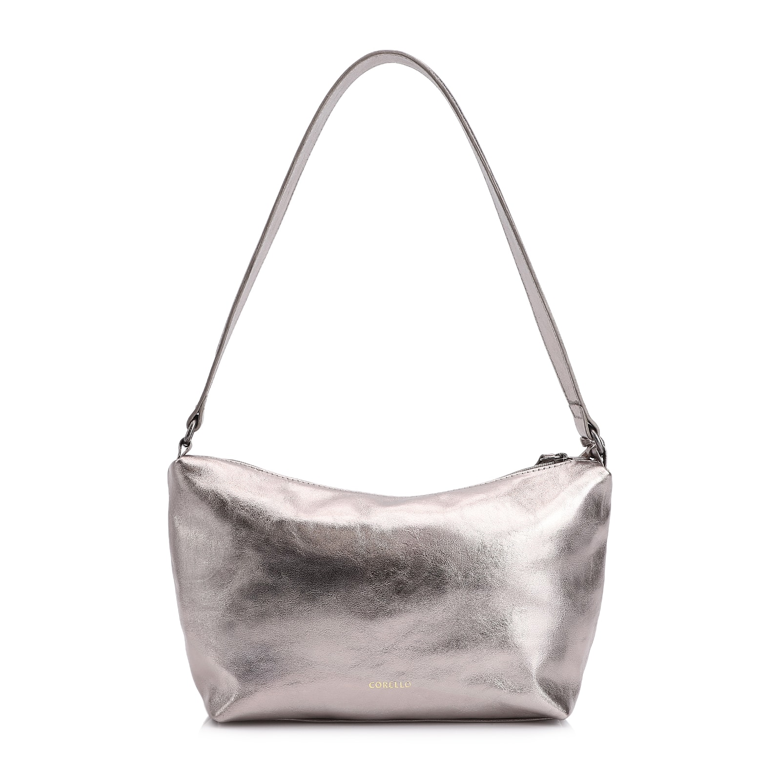 Bolsa De Ombro Couro Prata