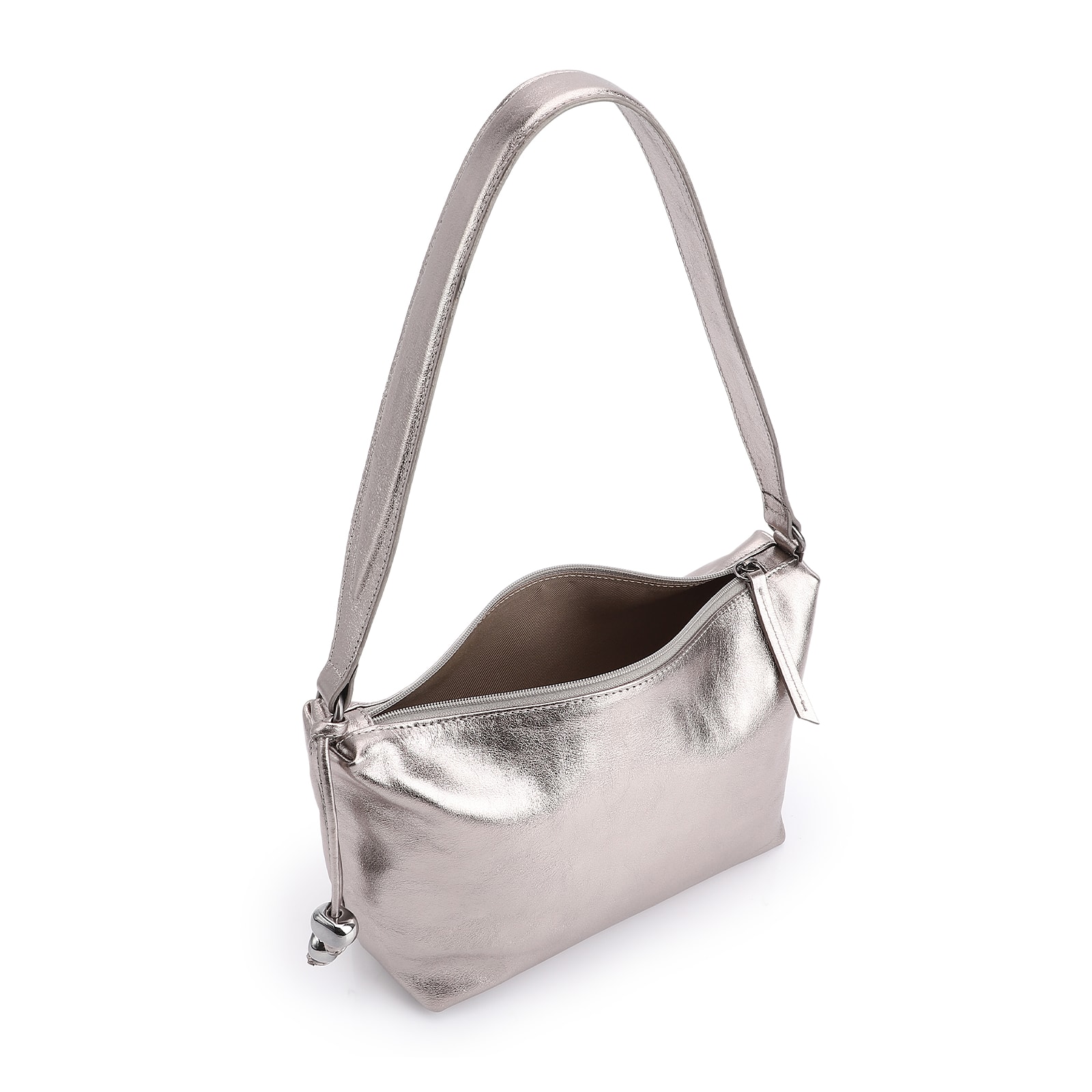 Bolsa De Ombro Couro Prata