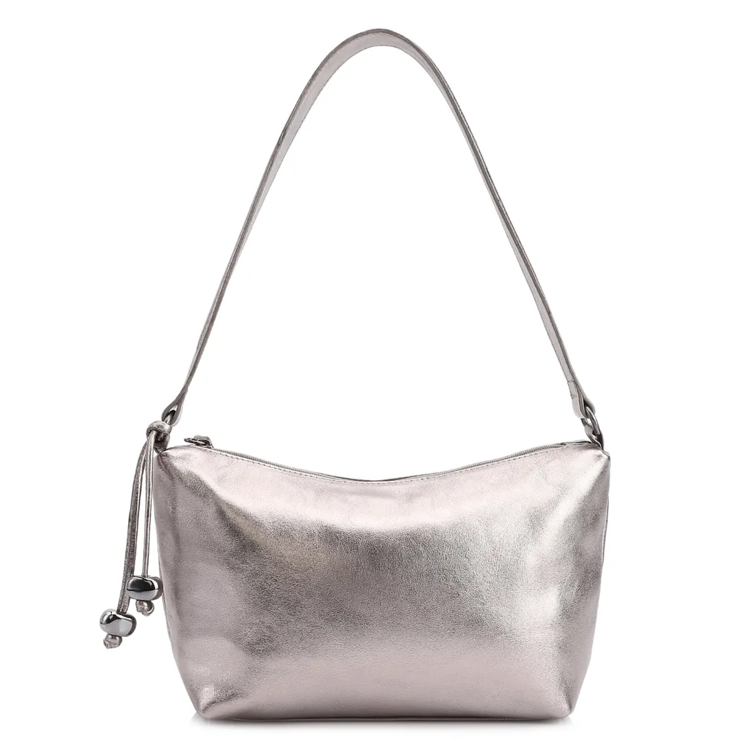 Bolsa De Ombro Couro Prata