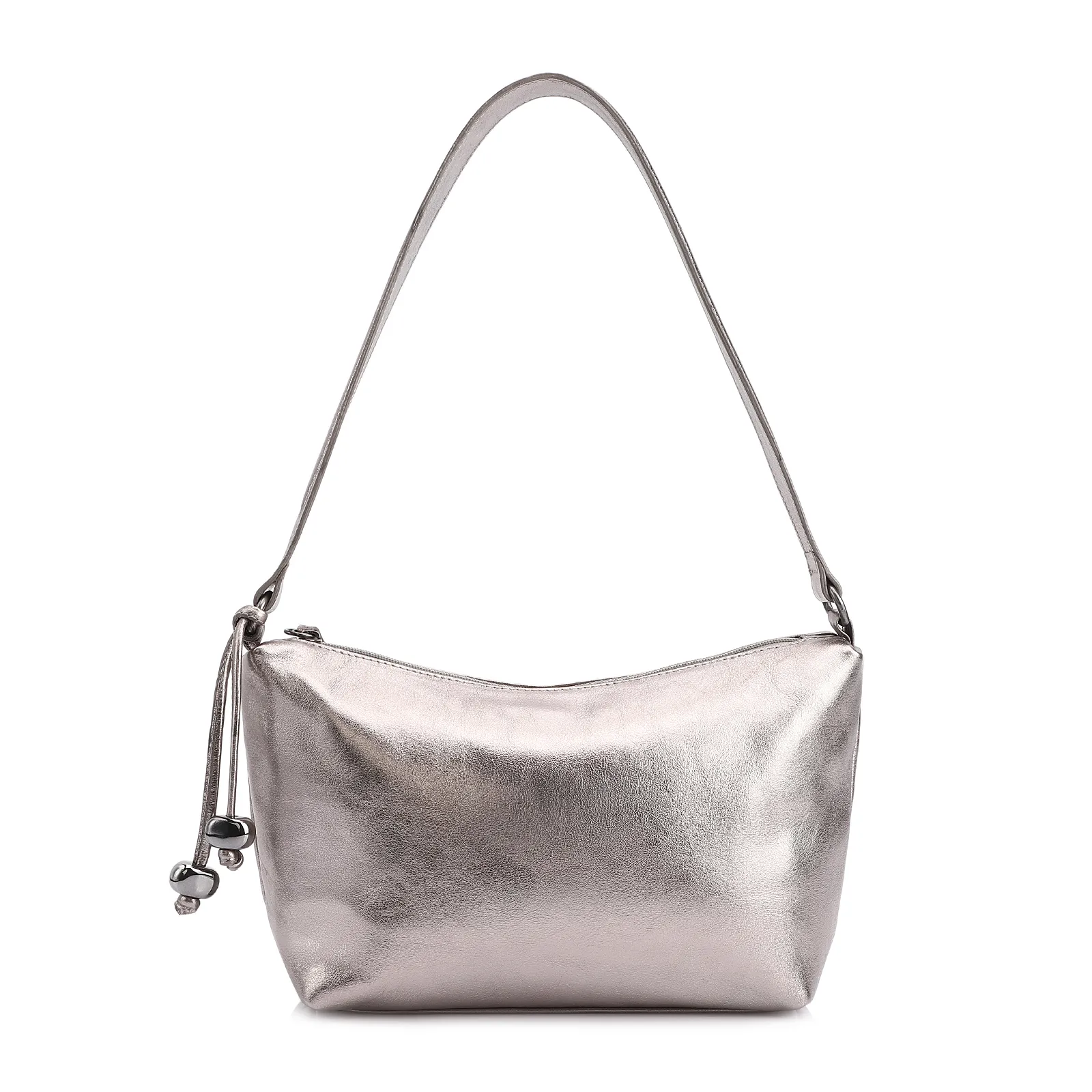 Bolsa De Ombro Couro Prata