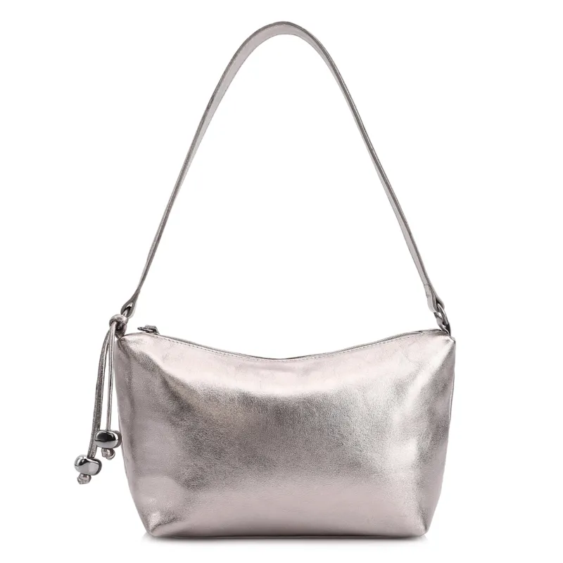 Bolsa De Ombro Couro Prata