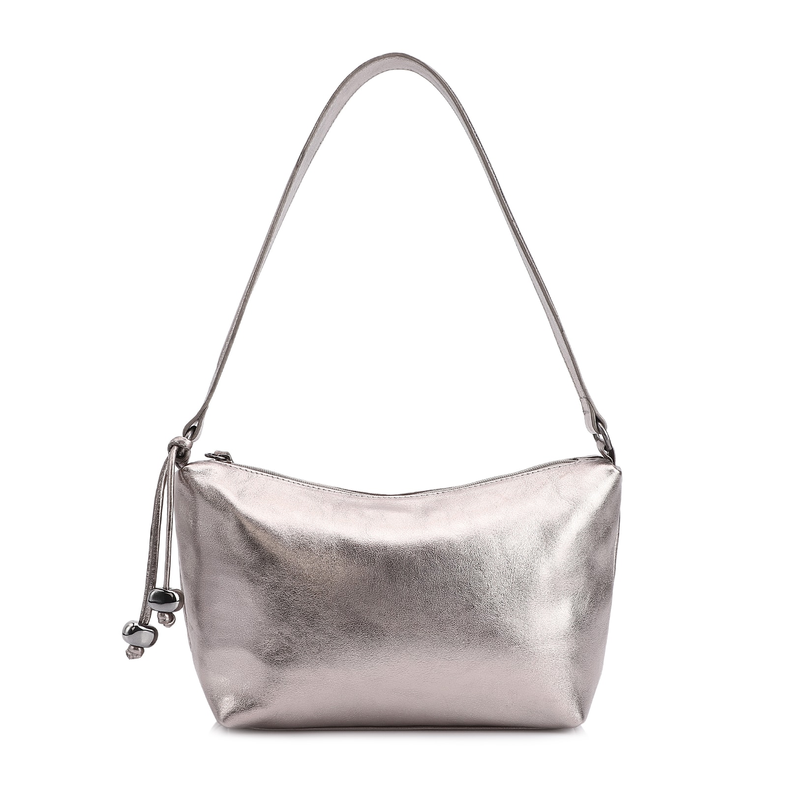 Bolsa De Ombro Couro Prata