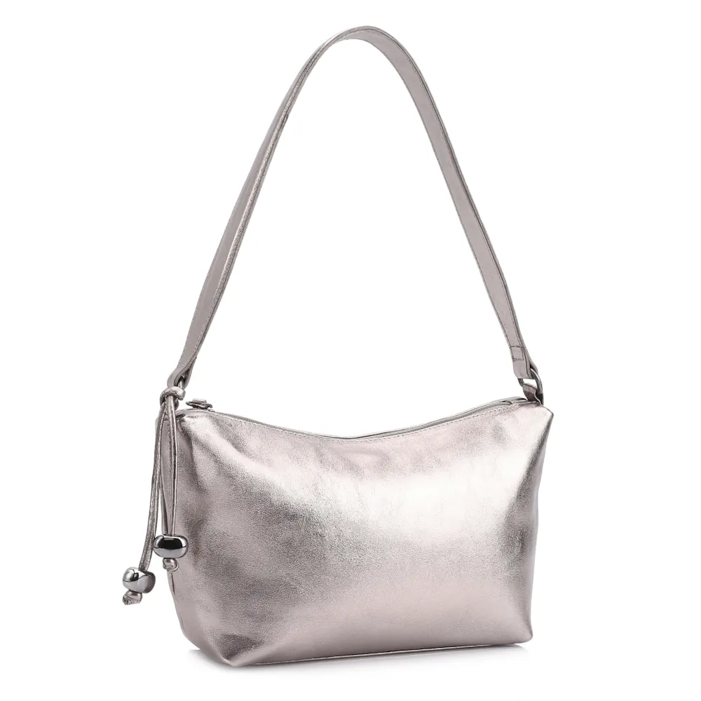 Bolsa De Ombro Couro Prata - imagem 2