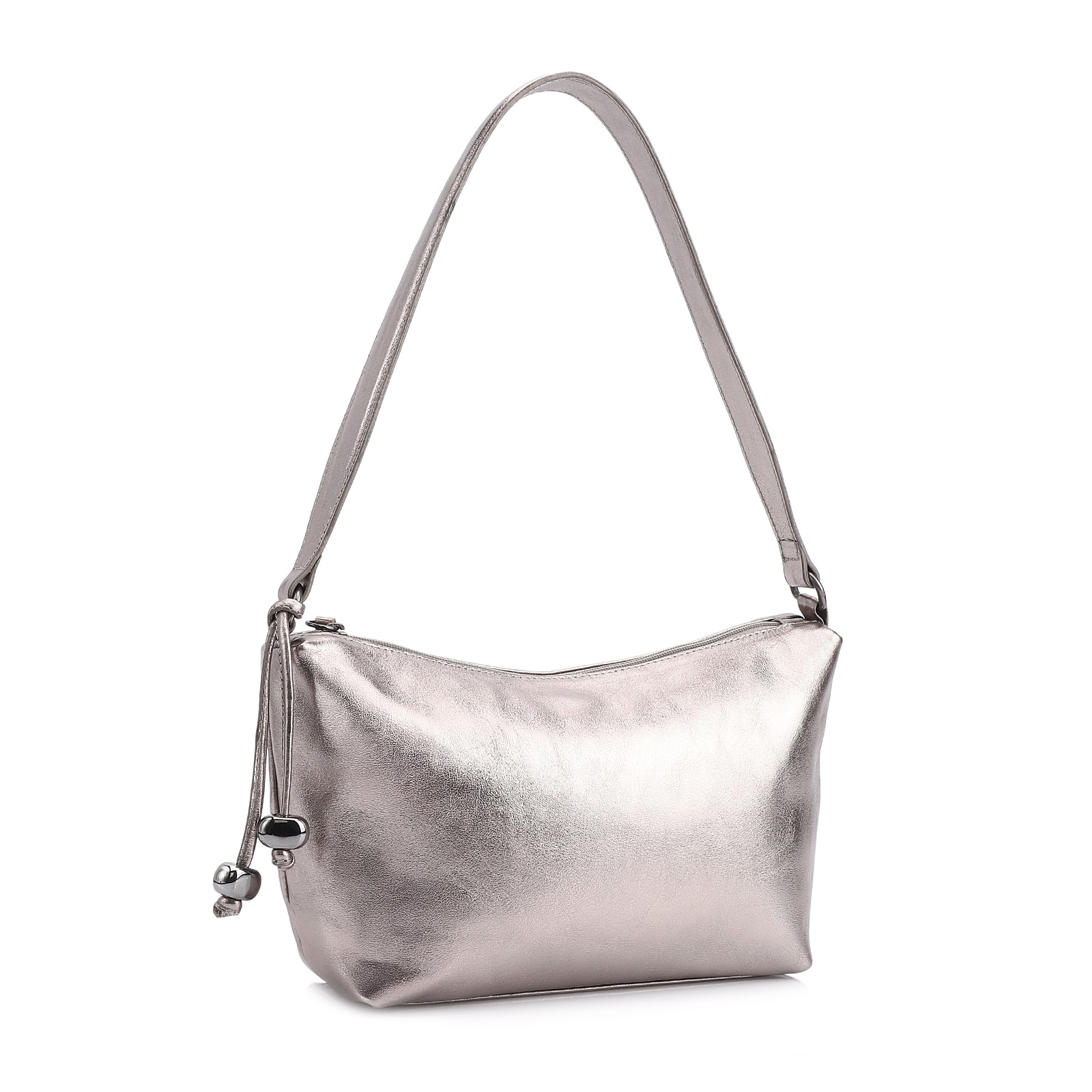 Bolsa De Ombro Couro Prata