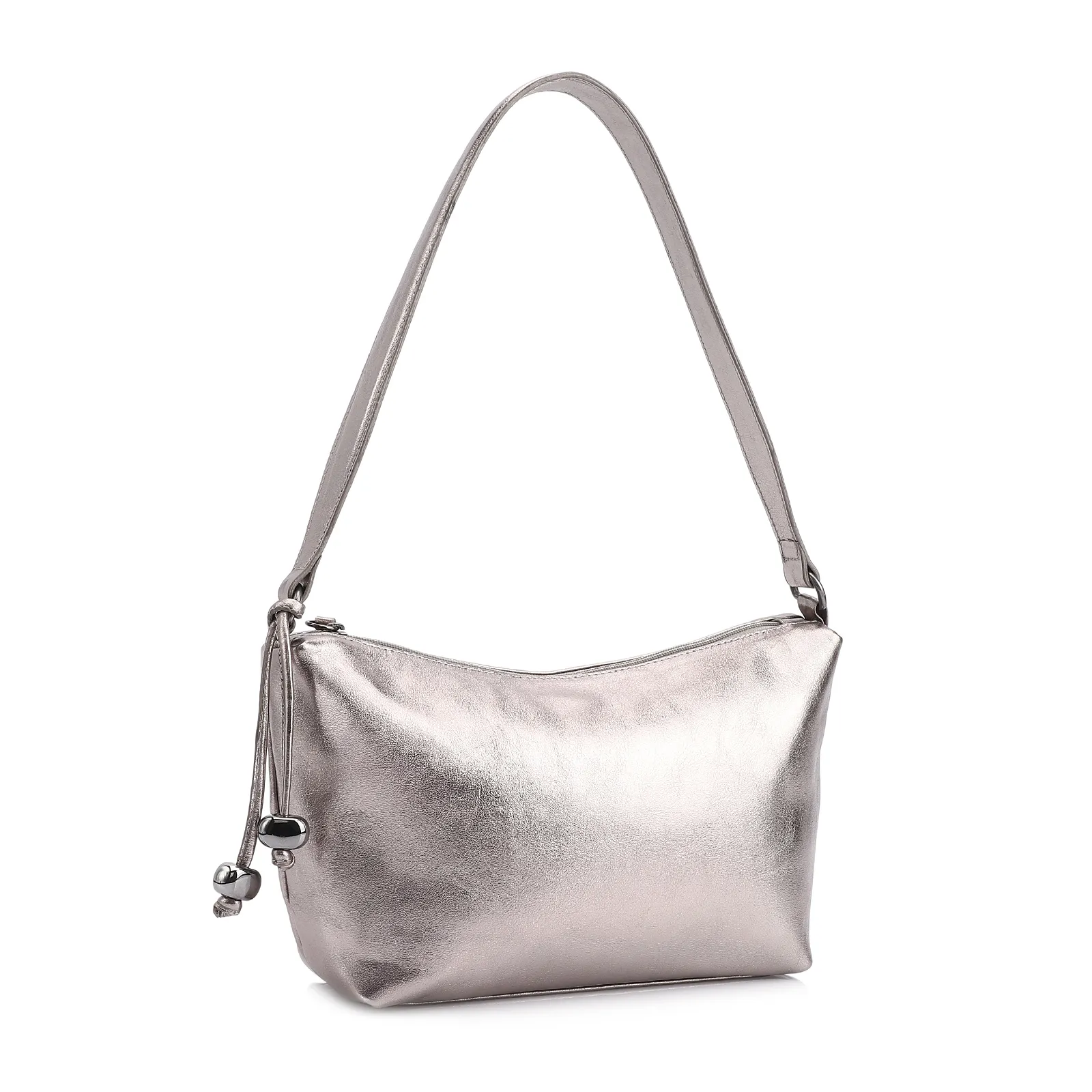 Bolsa De Ombro Couro Prata