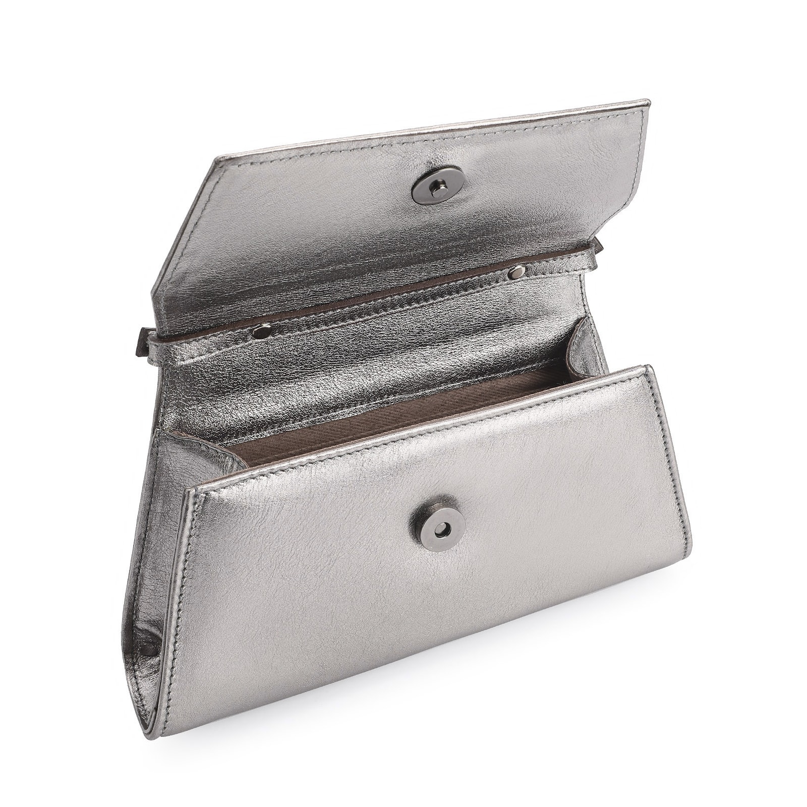 Bolsa De Ombro Couro Prata