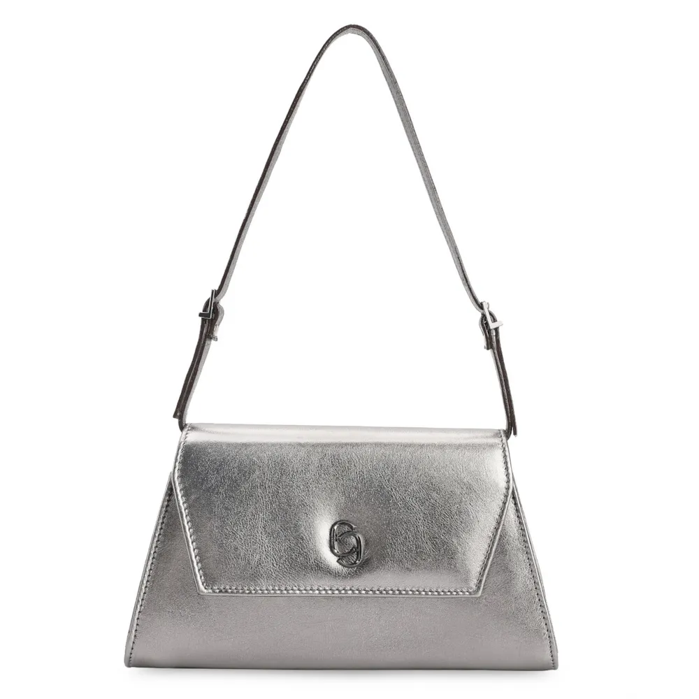 Bolsa De Ombro Couro Prata