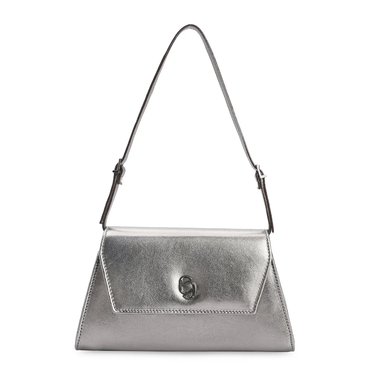 Bolsa De Ombro Couro Prata