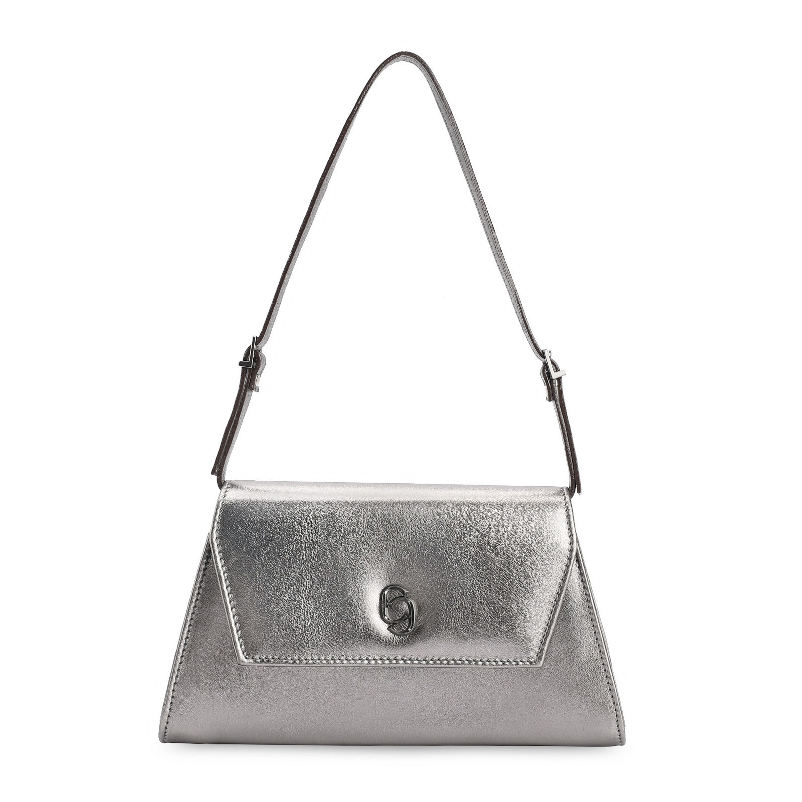 Bolsa De Ombro Couro Prata