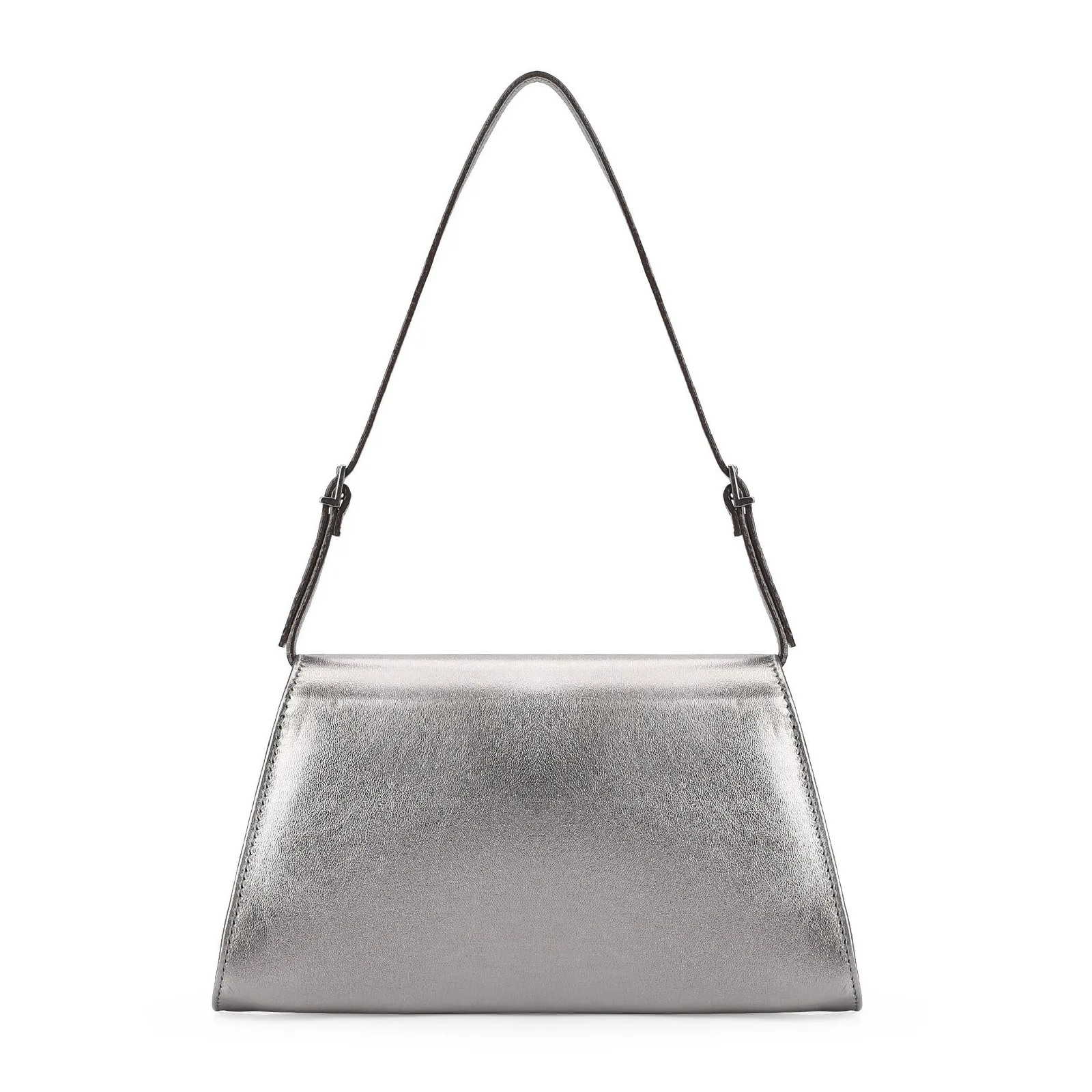 Bolsa De Ombro Couro Prata