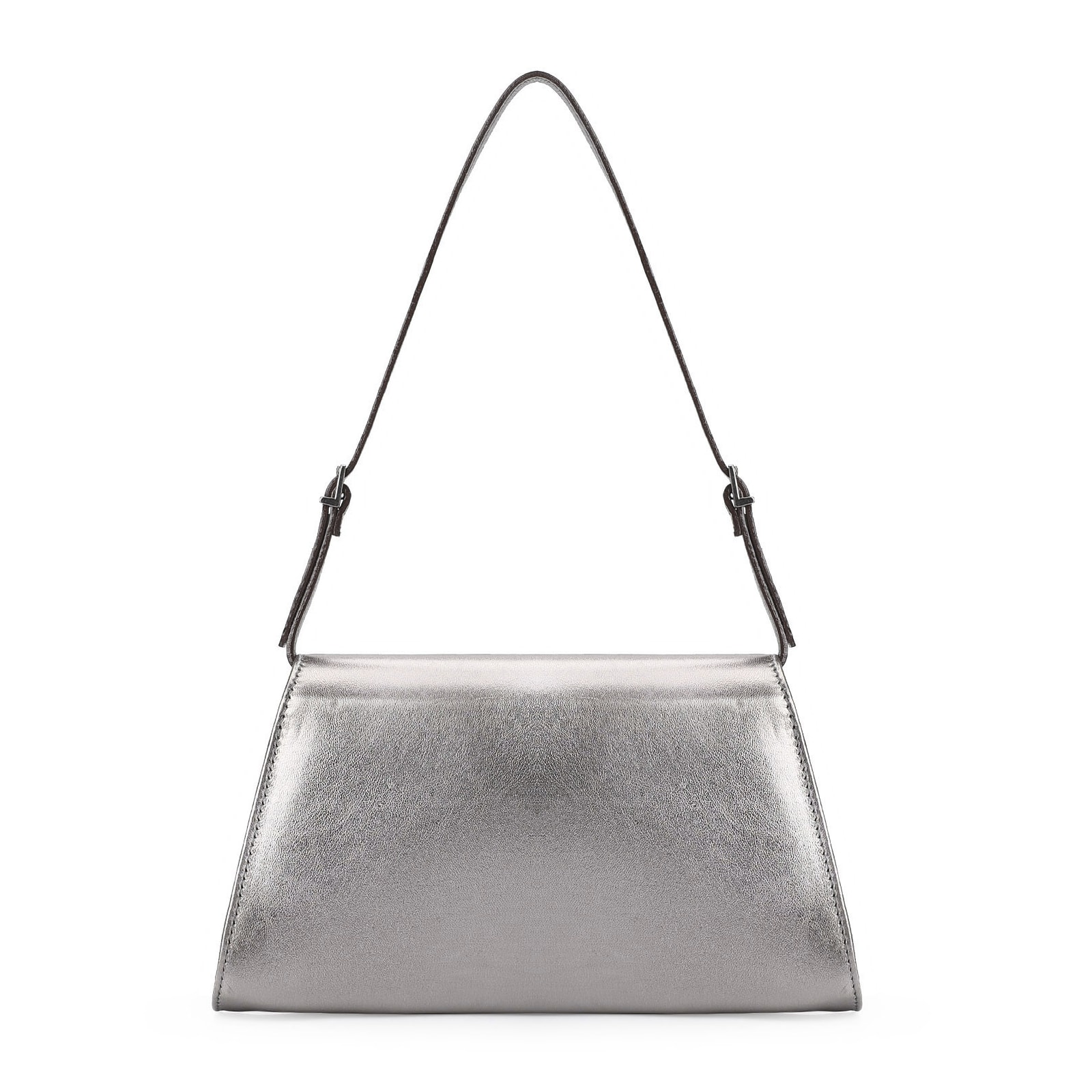 Bolsa De Ombro Couro Prata