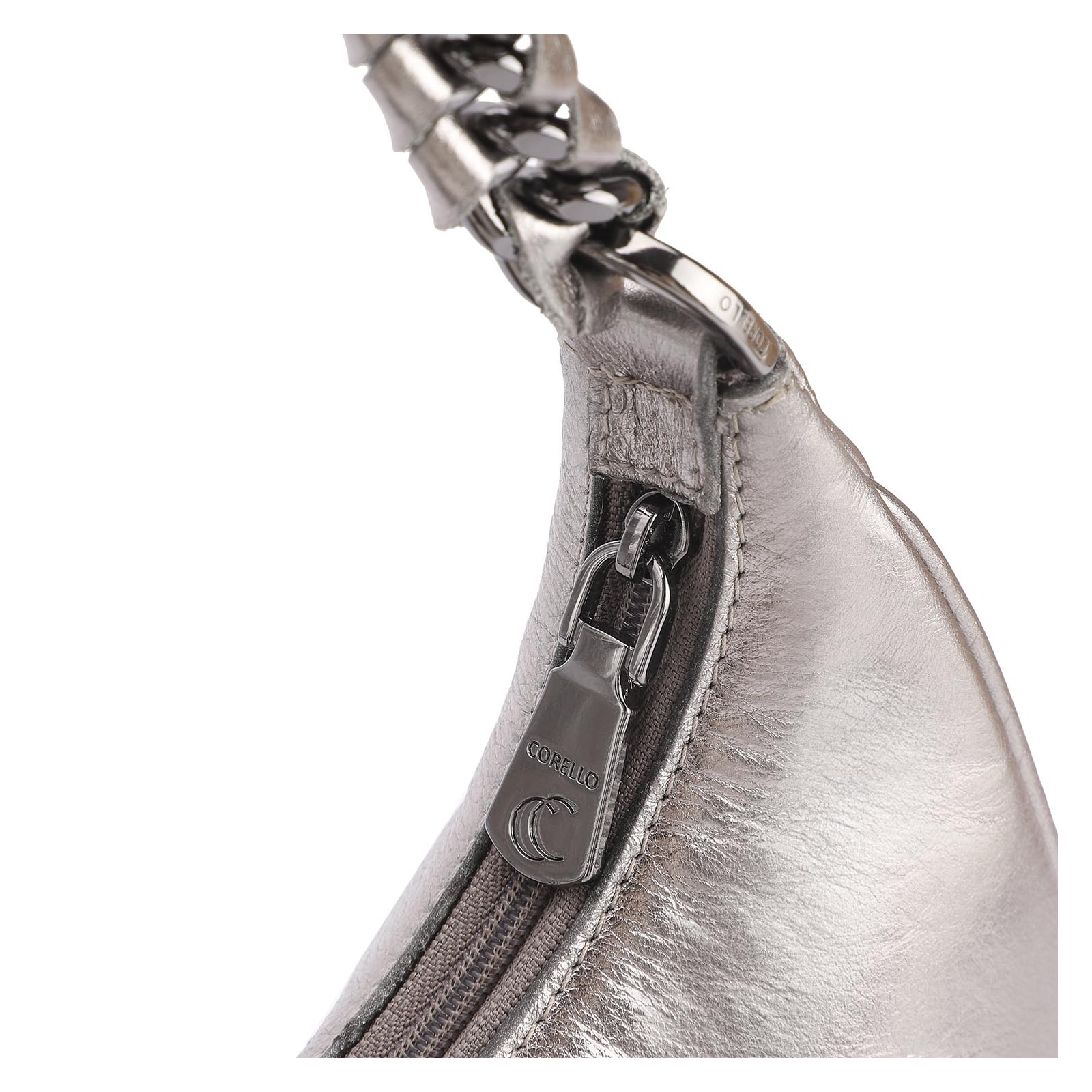 Bolsa De Ombro Couro Prata