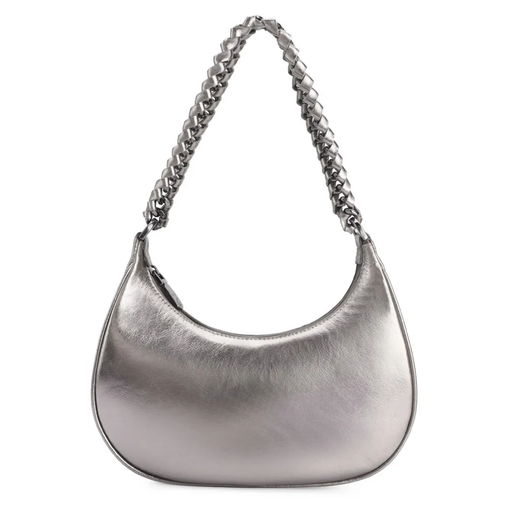 Bolsa De Ombro Couro Prata - imagem 3