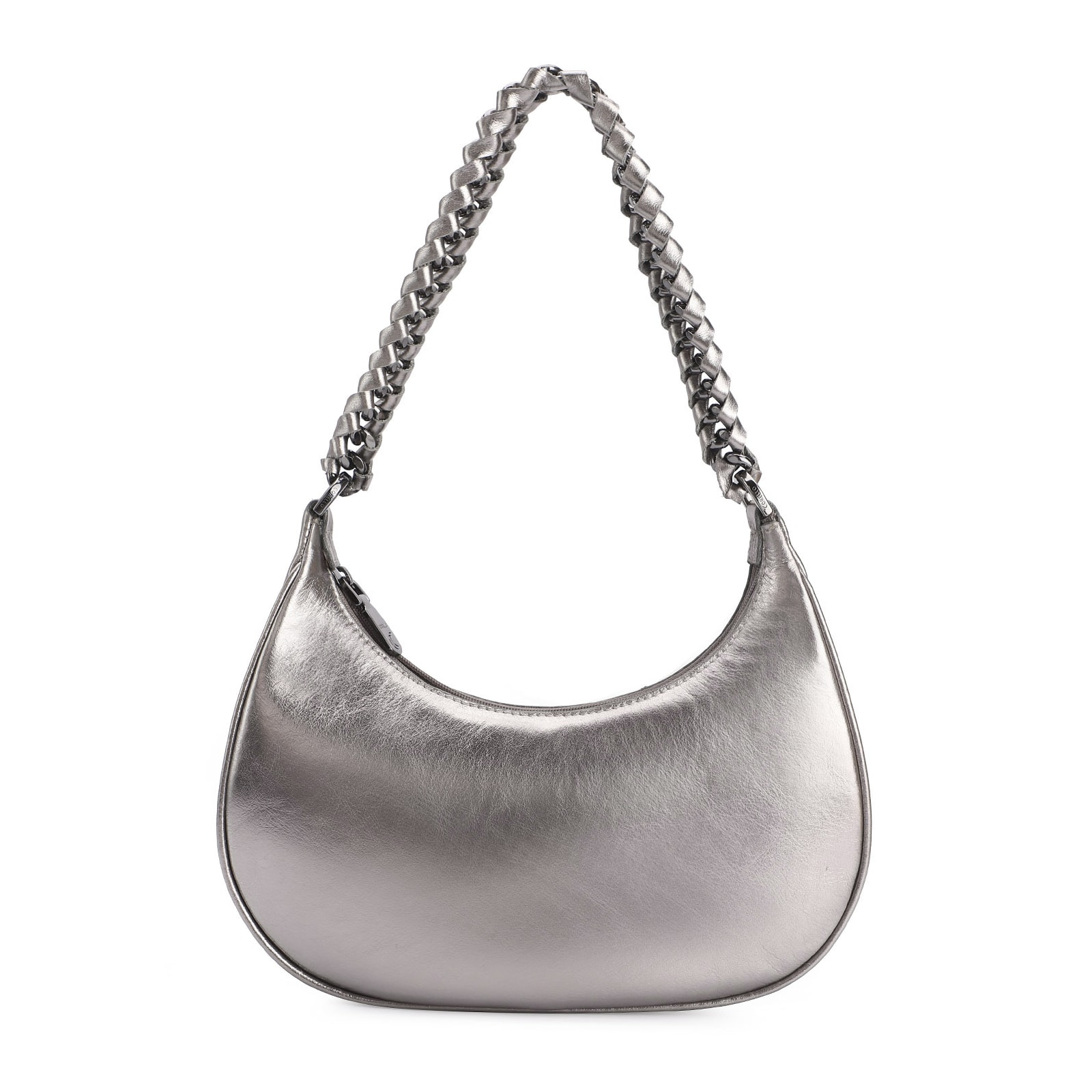 Bolsa De Ombro Couro Prata