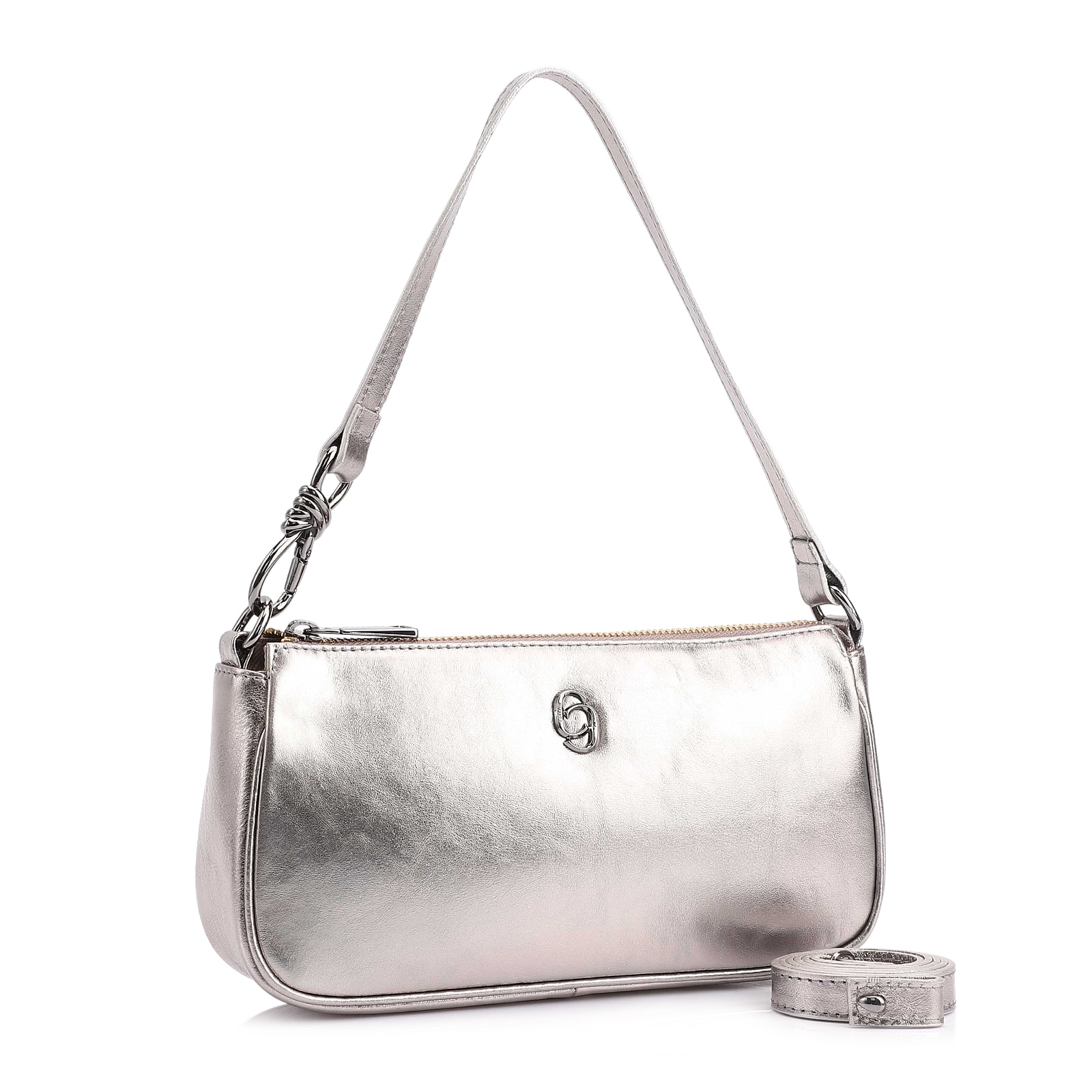 Bolsa De Ombro Couro Prata